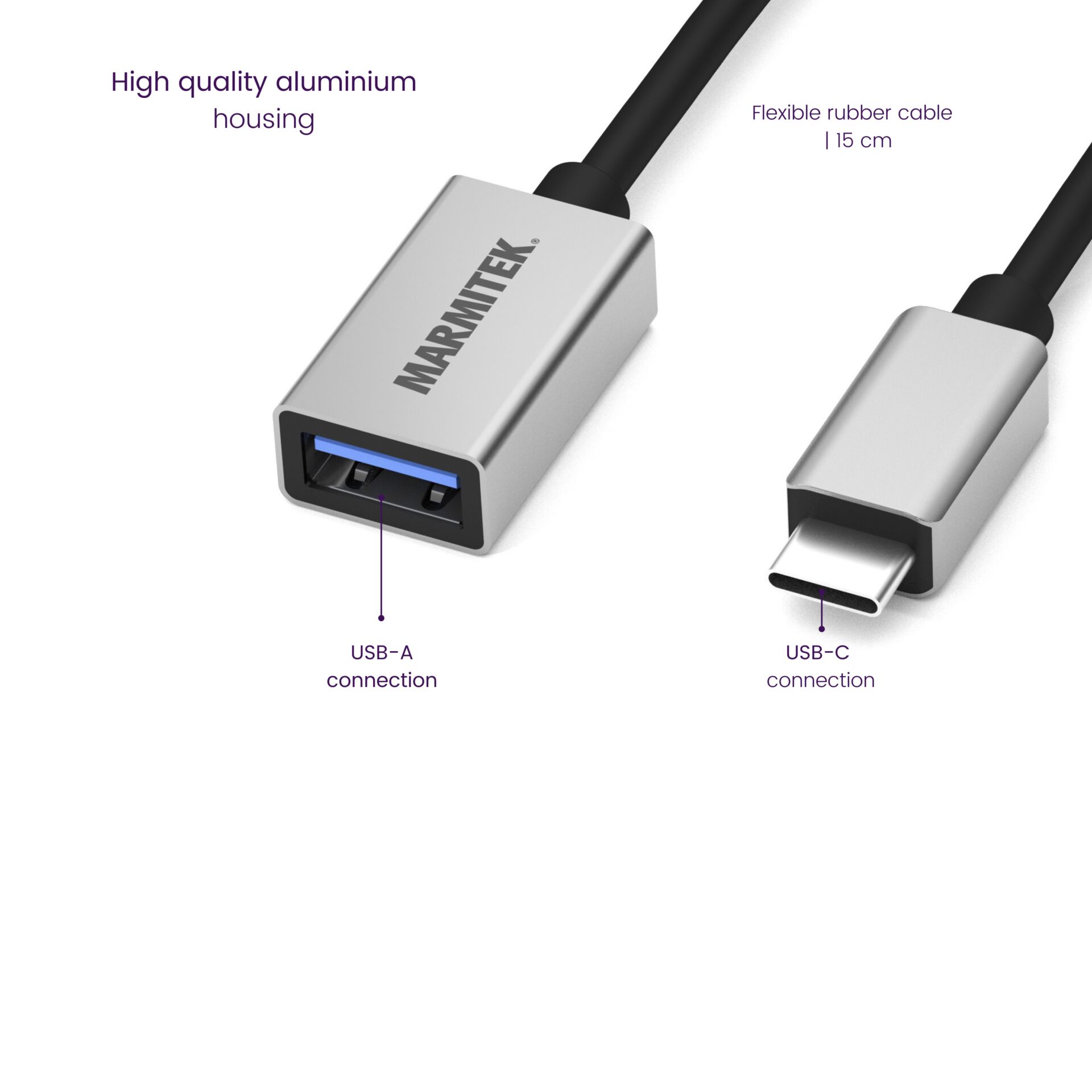 Marmitek 08375 USB Kabel 0,15 m USB 3.2 Gen 1 (3.1 Gen 1) USB C USB A Schwarz, Silber 674193_05