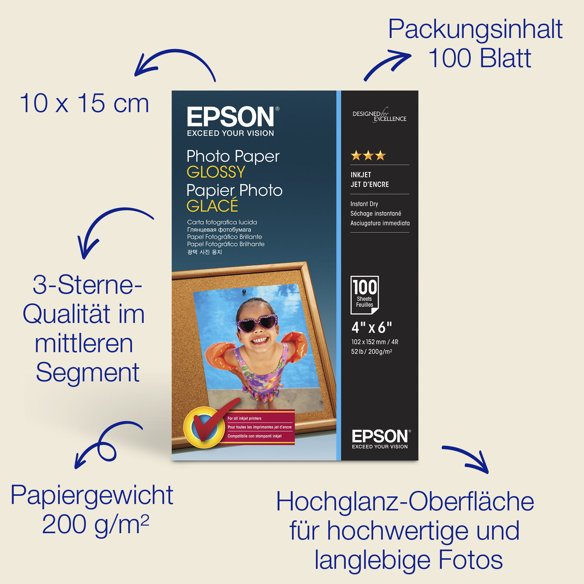 Epson Fotopapier glänzend C13S042548 -10x15cm-100 Blatt- a65a734af54fd2ca26b6f7bb37768c407fd9f0bd