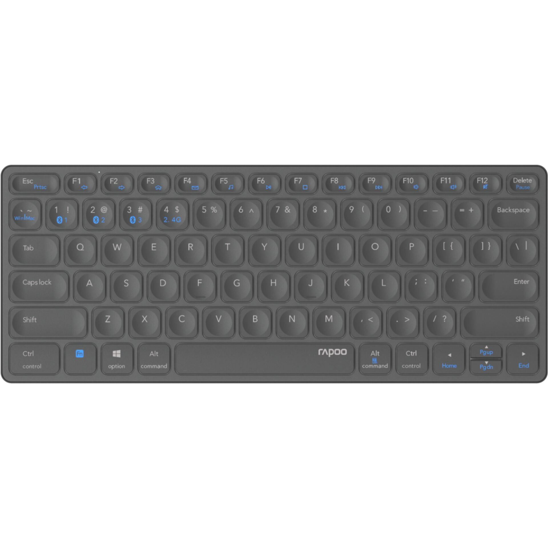 Rapoo E9600M Dunkelgrau Kabellose Multimodus Tastatur