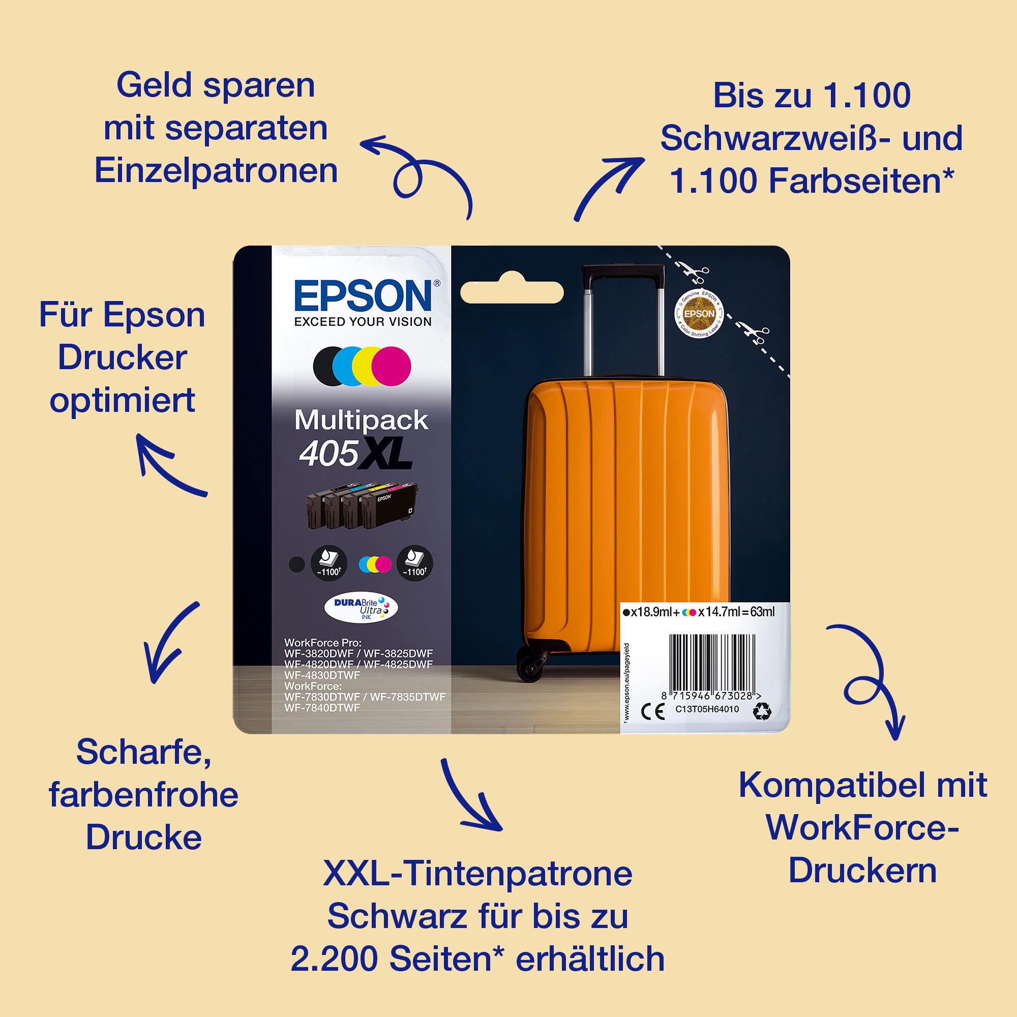 Epson Tintenpatrone schwarz DURABrite Ultra Ink 405XXL T02J1 – Ansicht 6