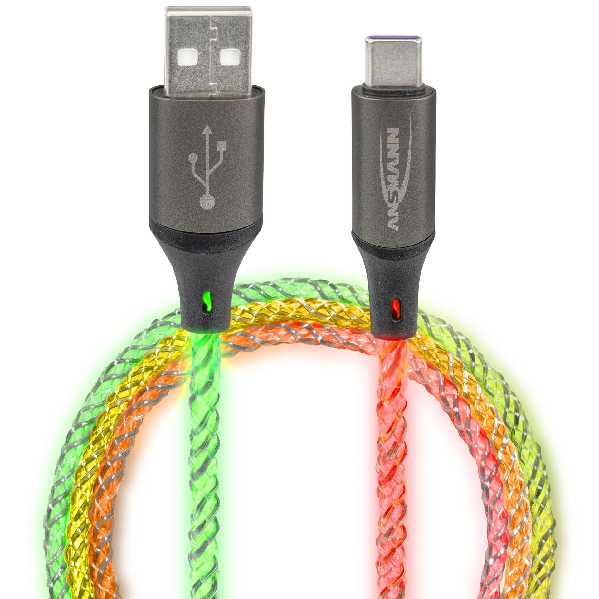 Ansmann USB-A / USB-C Kabel mit LED Beleuchtung 100cm  1700-0158