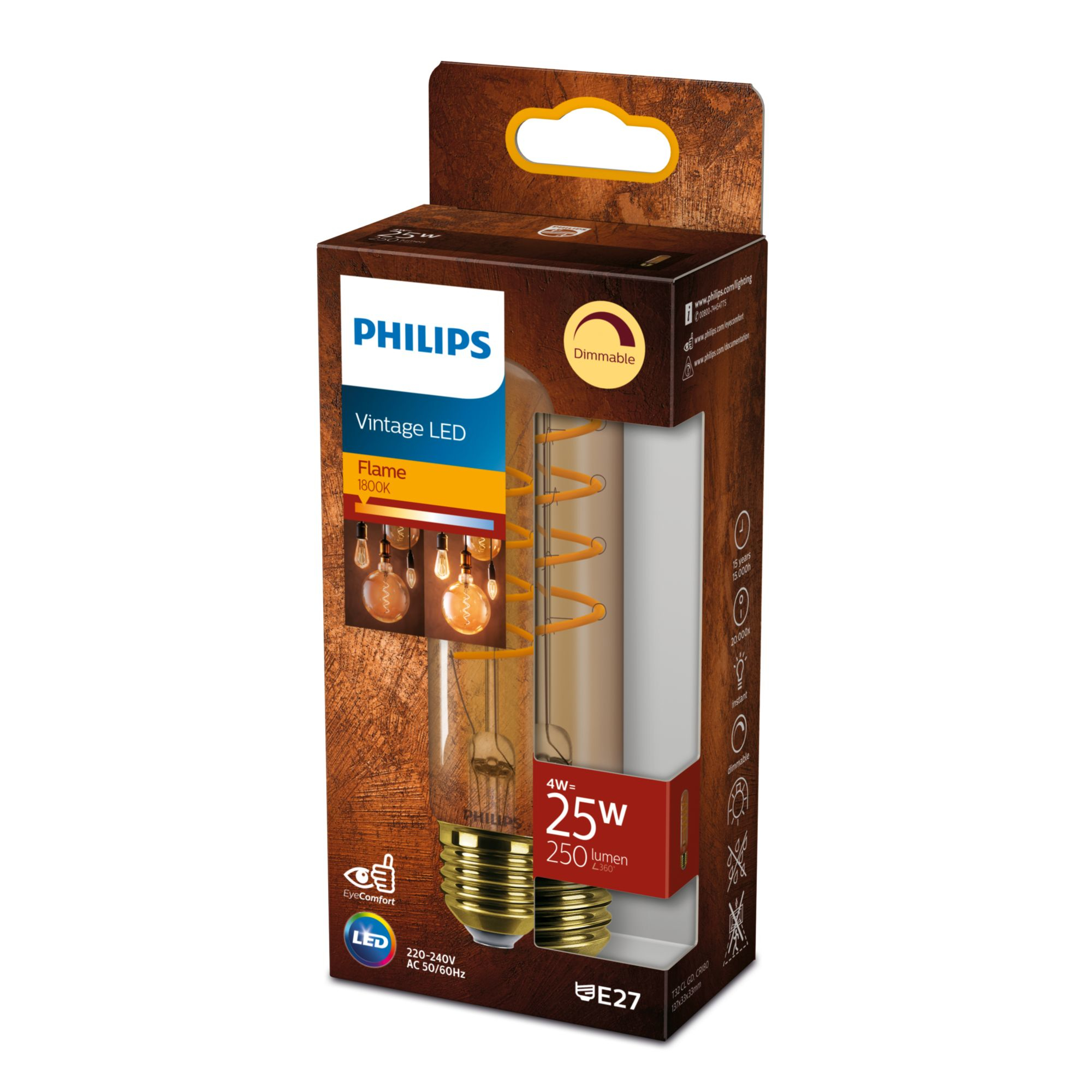 Philips LED Lampe Vintage Stab 25W E27 dimmbar Gold 1er P 92657470_0636910505