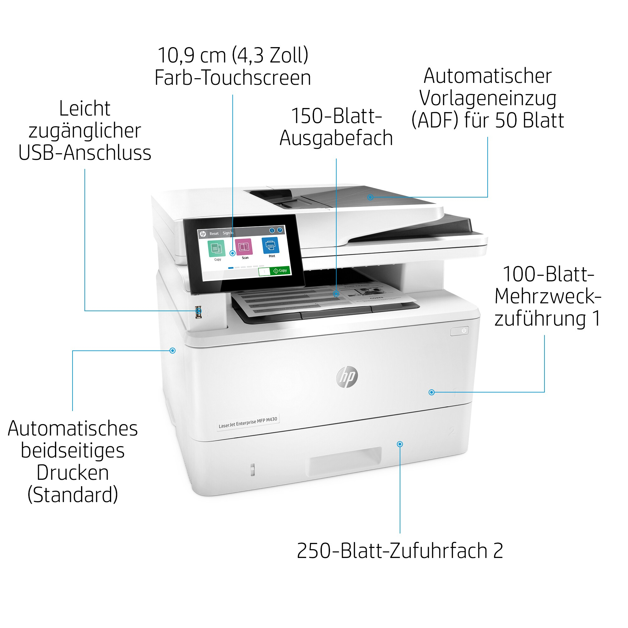 HP LaserJet Enterprise M430f 4in1 Mulfifunktionsdrucker 87234983_7937942353