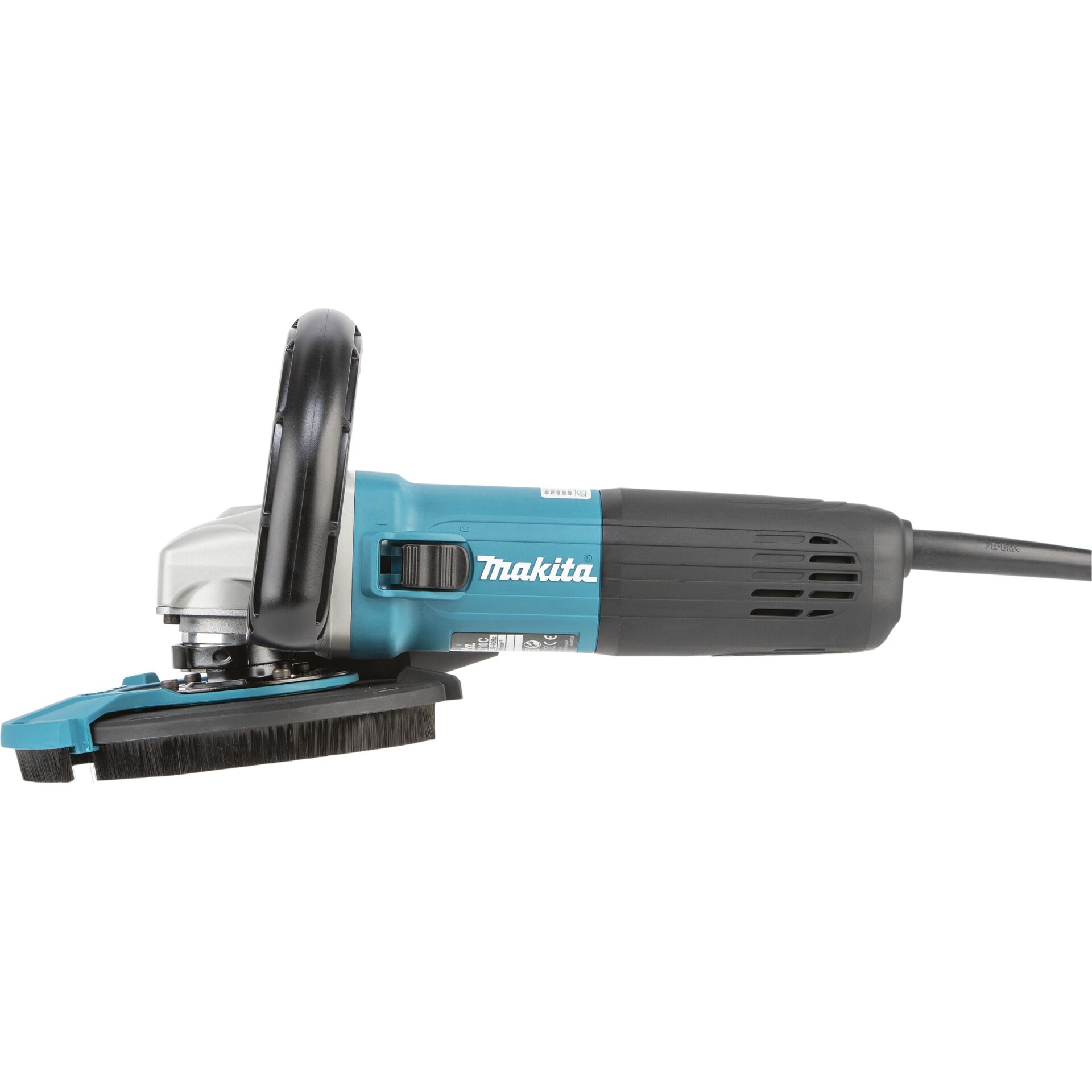 Makita Winkelschleifer mit ergonomischem Griff und Bürsteneinsatz