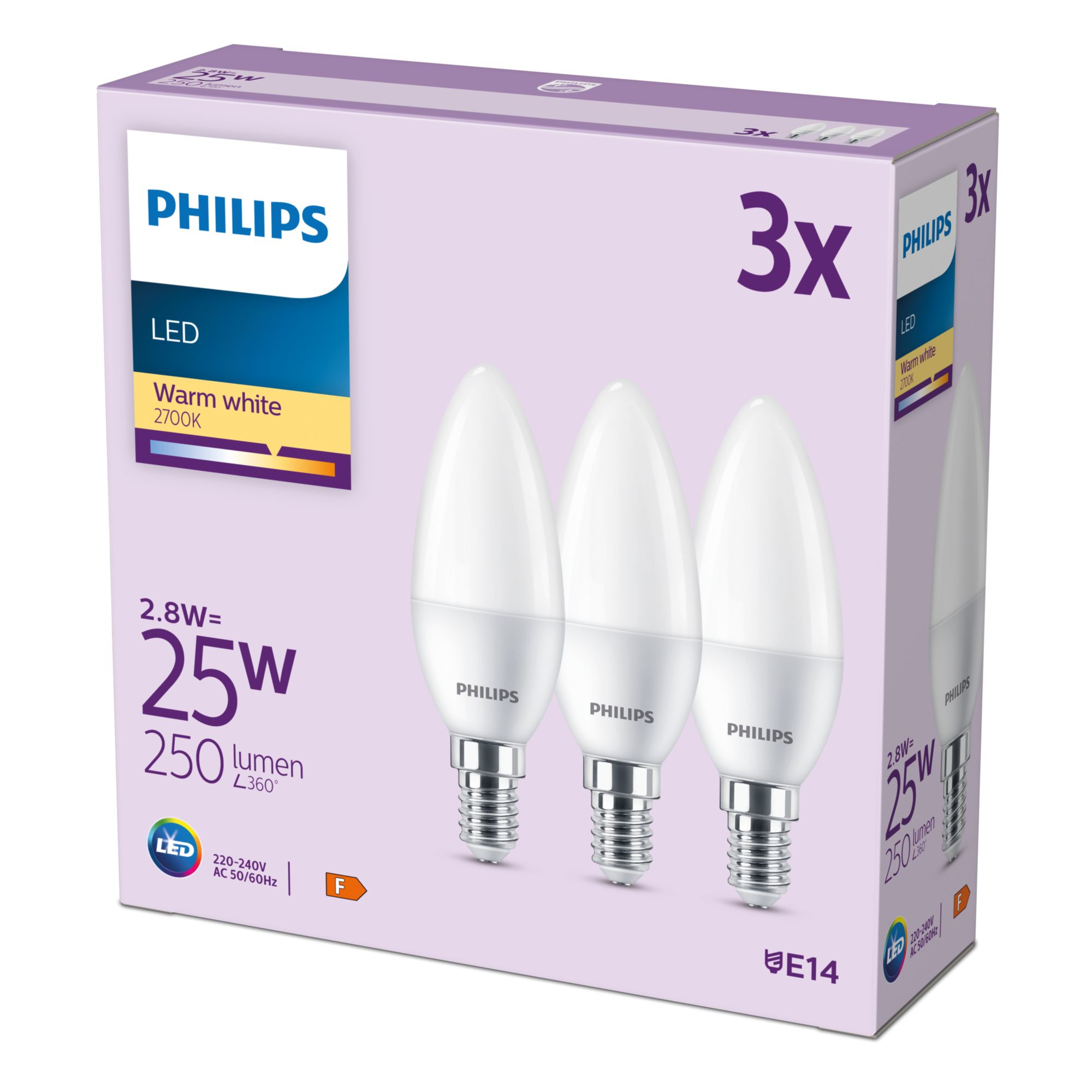 Philips LED classic Lampe 25W E14 Kerze Warmw 250lm matt 3er P 99482075_0736802092