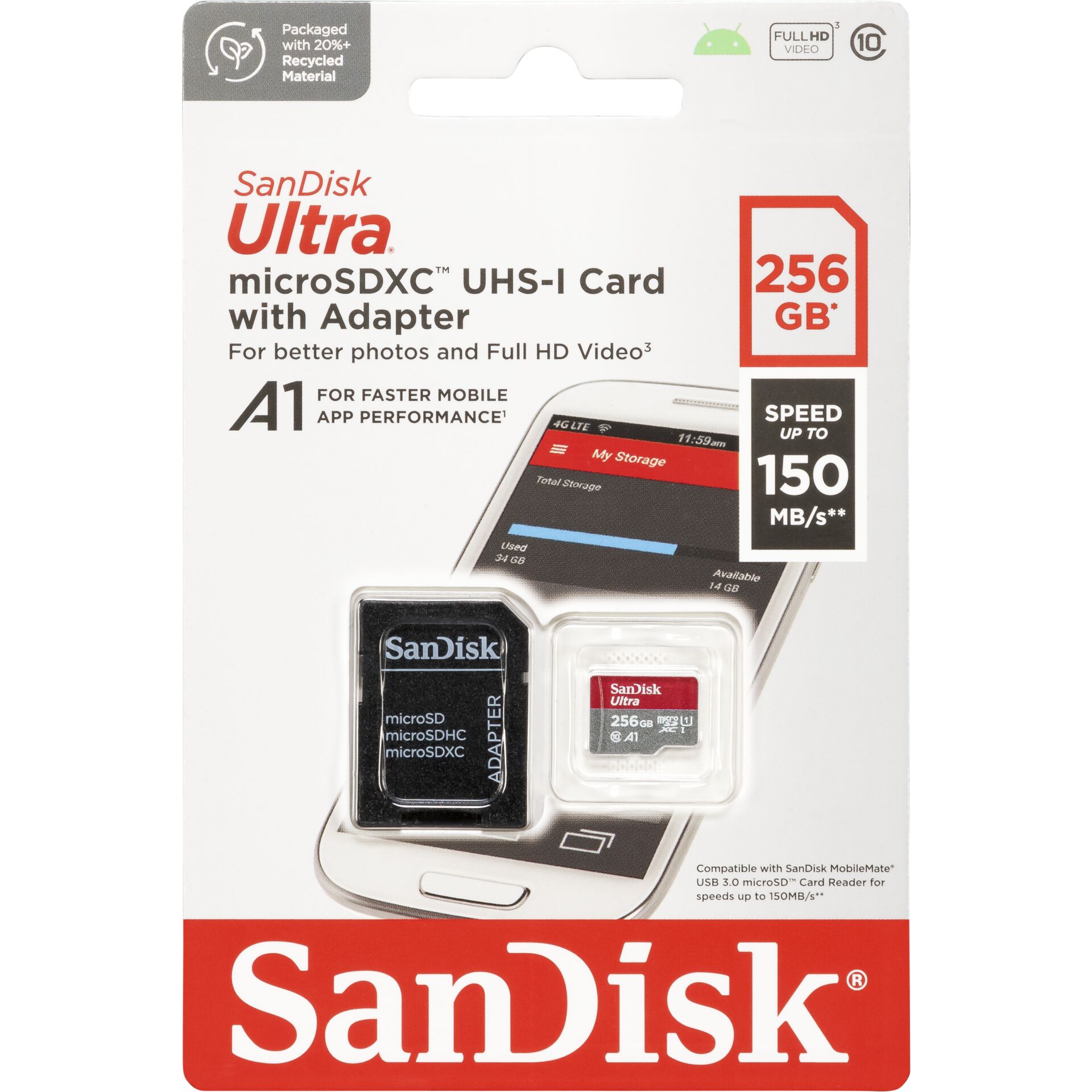 SanDisk Ultra microSDXC A1 256GB 120MB/s Adapt.SDSQUAC-256G-GN6MA