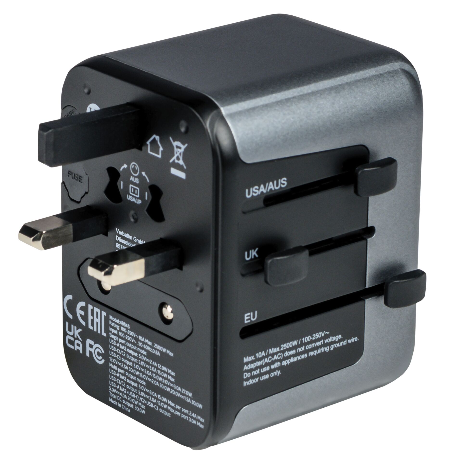 Verbatim Uni.Travel Adapt.UTA-03 USB-C 30W 2xUSB-C 2xUSB-A  49545
