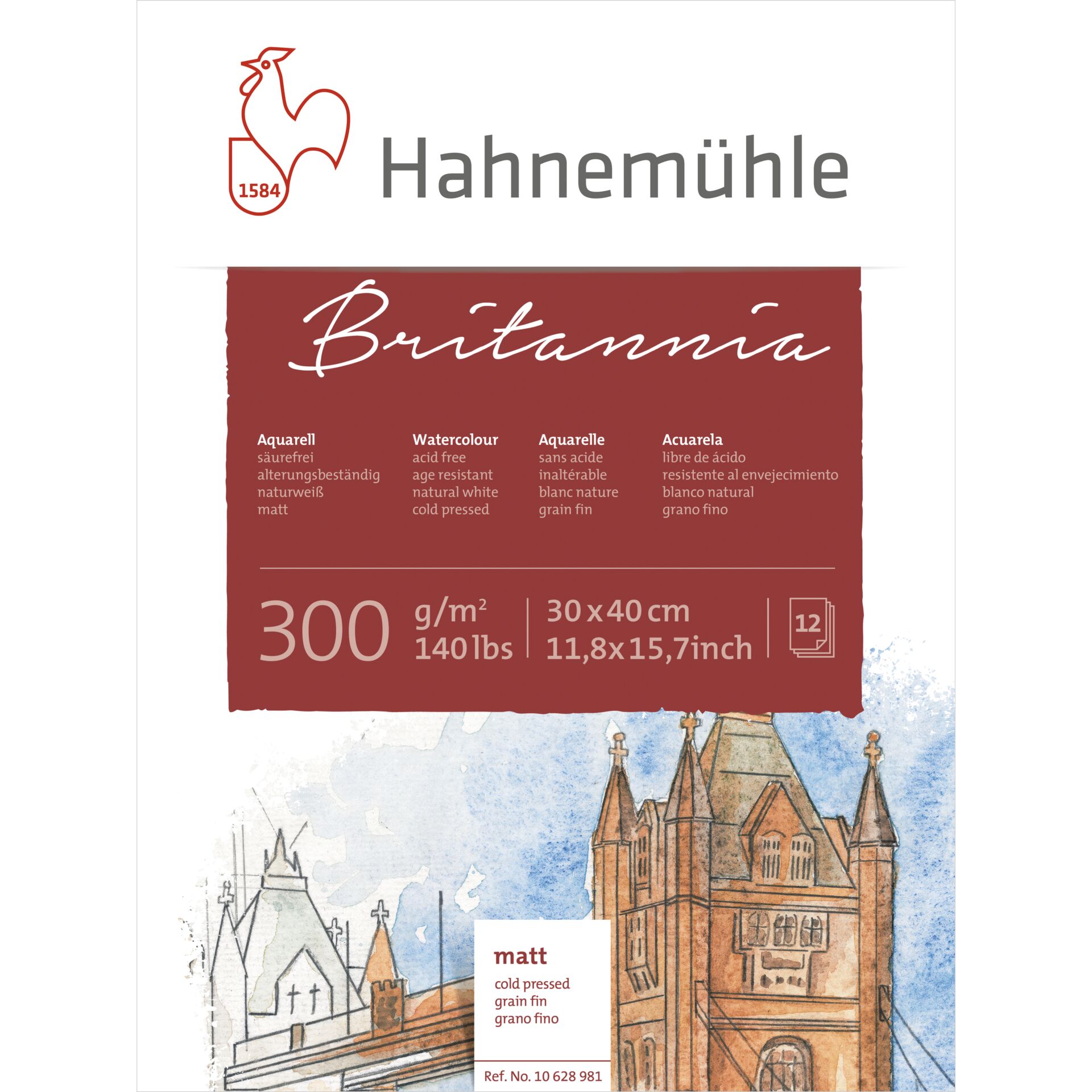 Hahnemühle Aquarellblock 12 Bl. Britannia matt 30x40cm 300g 801481_00