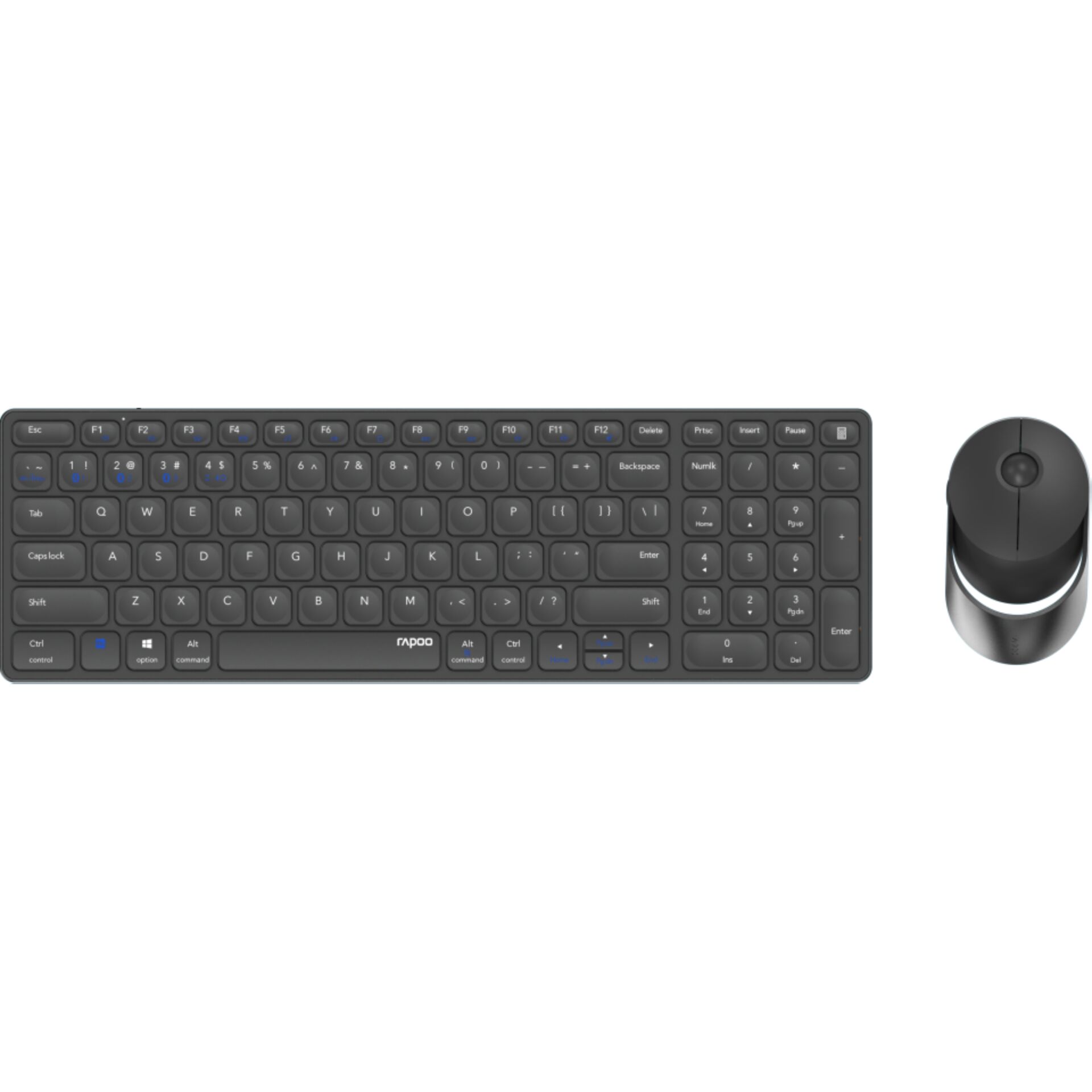 Rapoo 9750M Dunkelgrau QWERTZ Kabelloses Multi-Mode-Deskset