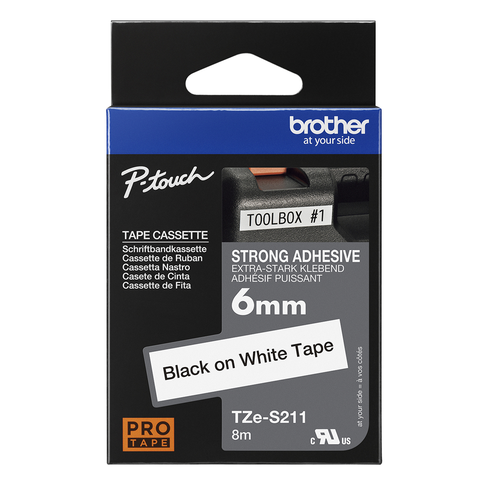 Schriftband TZe-S211 (lam.) Schwarz auf Weiß BxL 6mm x 8m – Ansicht 5