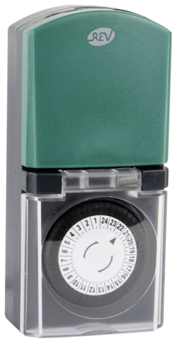 REV Zeitschaltuhr mechanisch IP44 schwarz-grün