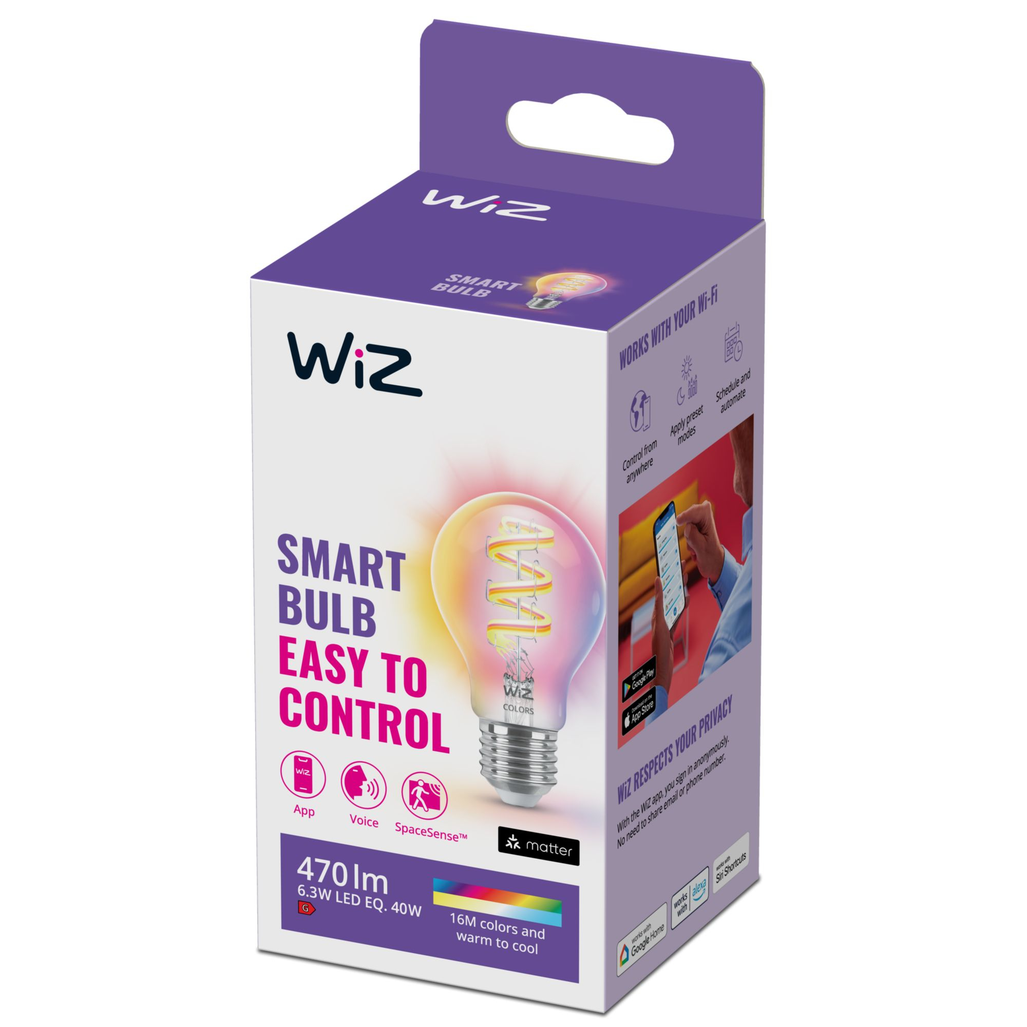 WiZ White & Color 60W E27 A60 Standardform Tunable Einzelpack ad3fa6673f4482cbb920caf7f38e916f