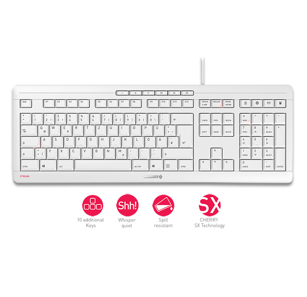 CHERRY JK-8500 Tastatur USB QWERTZ Deutsch Weiß