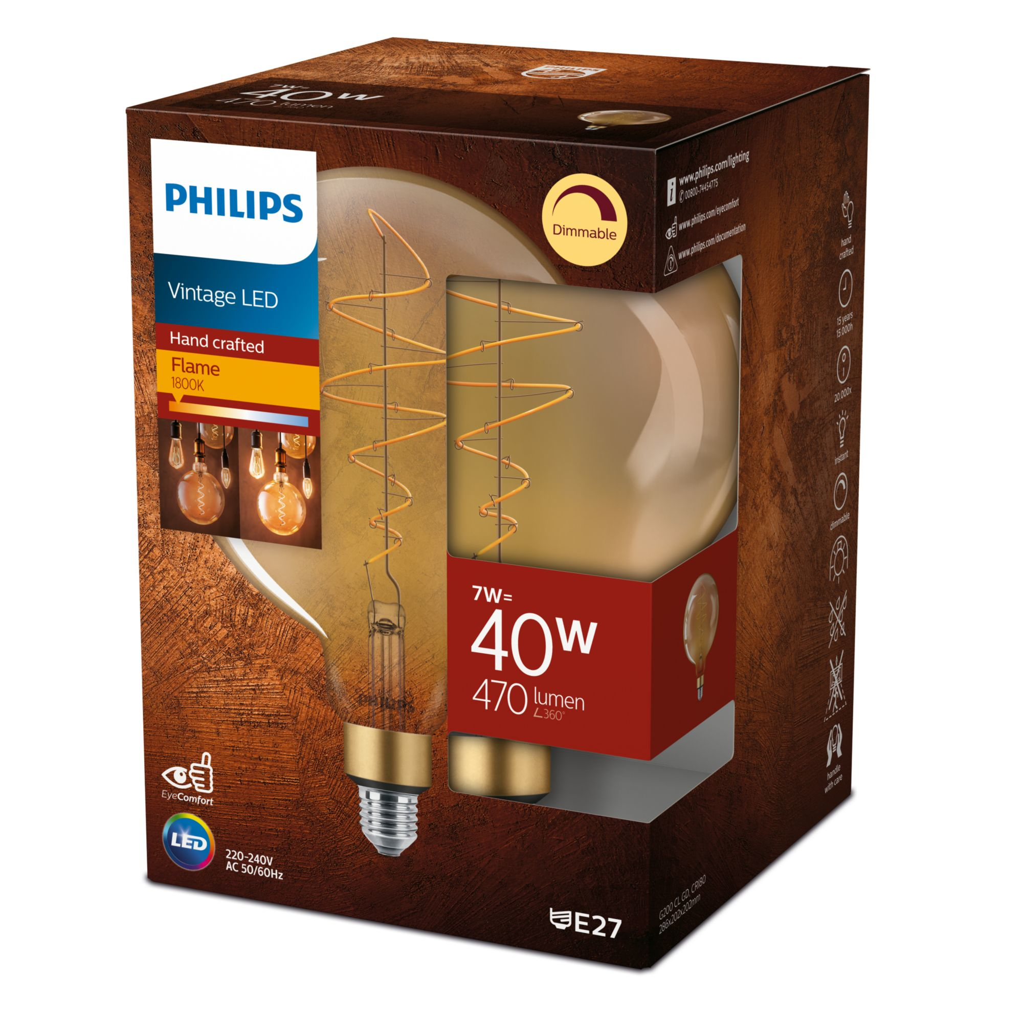 Philips LED Lampe Vintage XL-Globe 40W E27 dimmbar gold 1er 92657459_8752293960