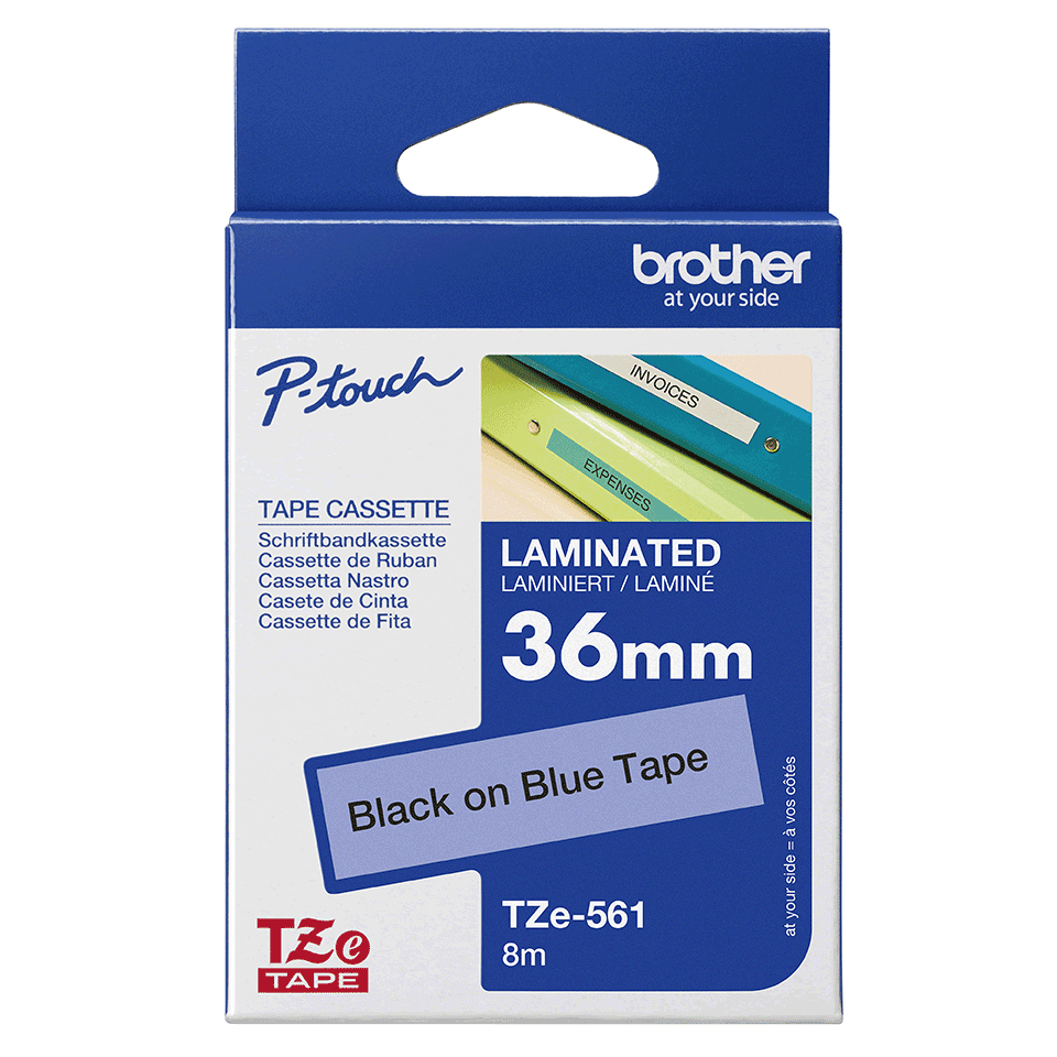 Schriftband TZe-561 (lam.) Schwarz auf Blau 36 mm x 8 m – Ansicht 3