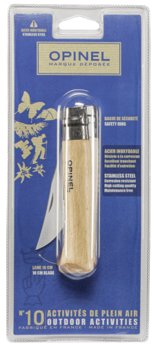 Opinel Taschenmesser No. 10 Edelstahlklinge mit Holzgriff