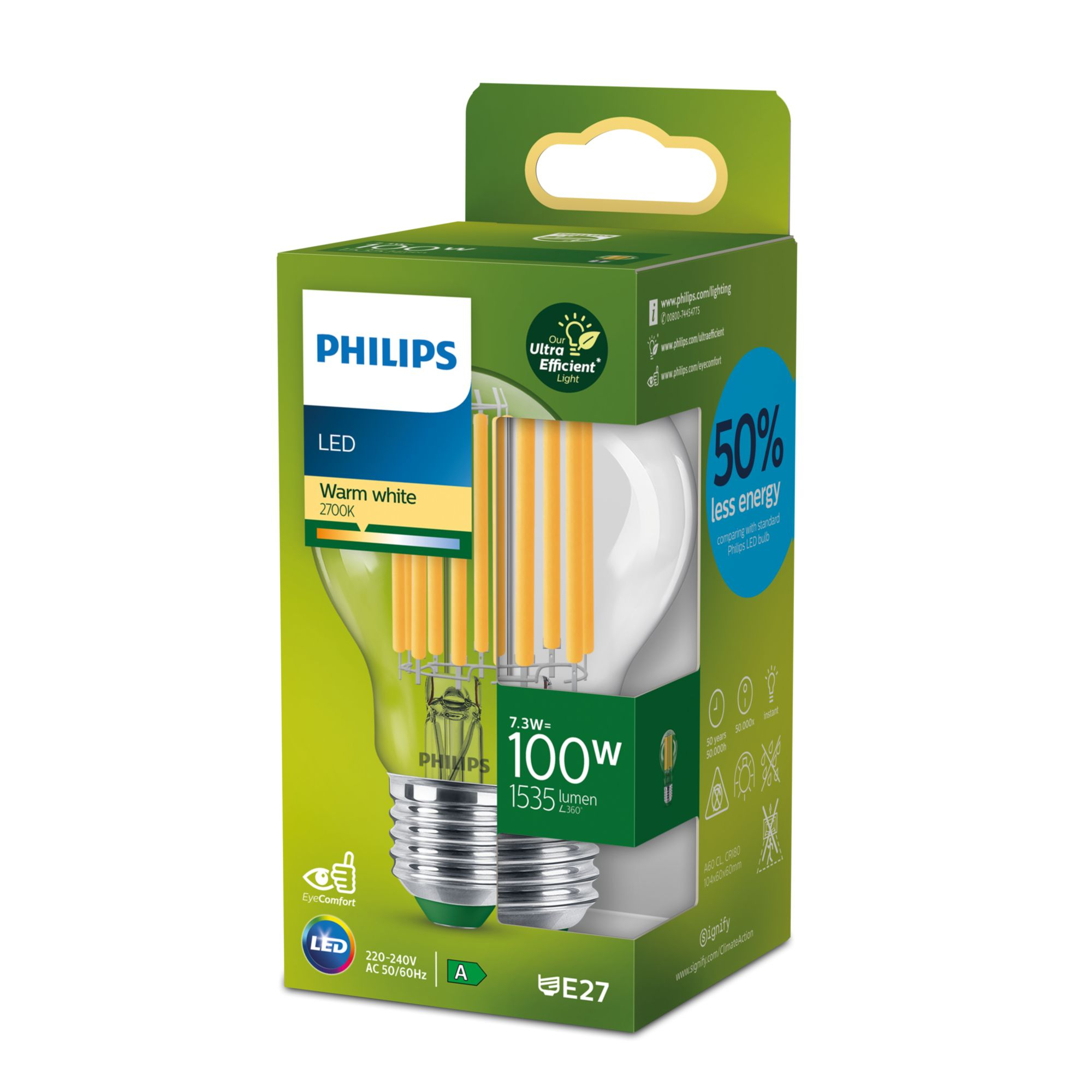 Philips Classic LED-A-Label Lampe 100W E27 klar warmws non-dim 2e94eef85971066208355d3a8f2bb55d