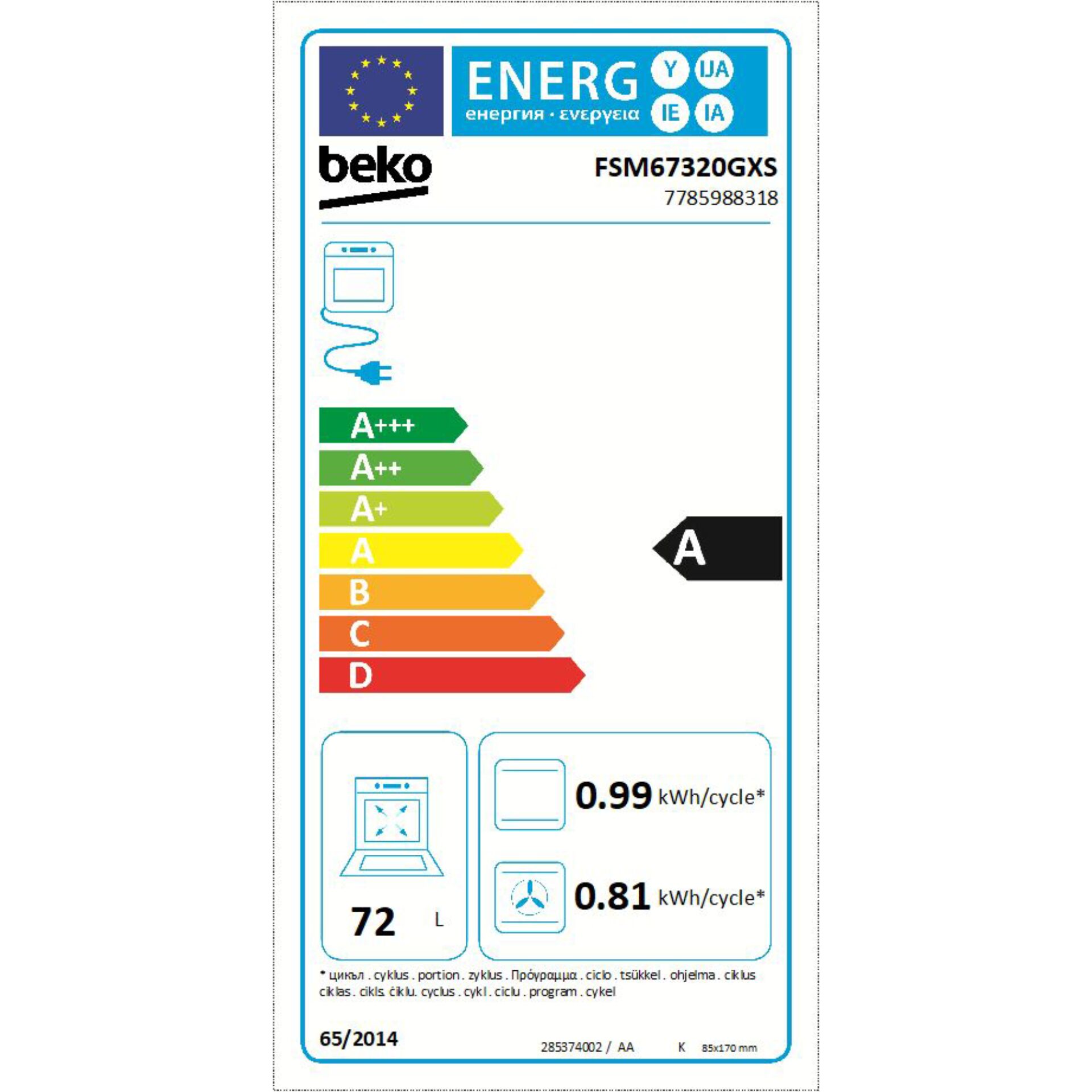 Beko FSM67320GXS Küchenherd Freistehender Kocher Keramik Edelstahl A 630324_99