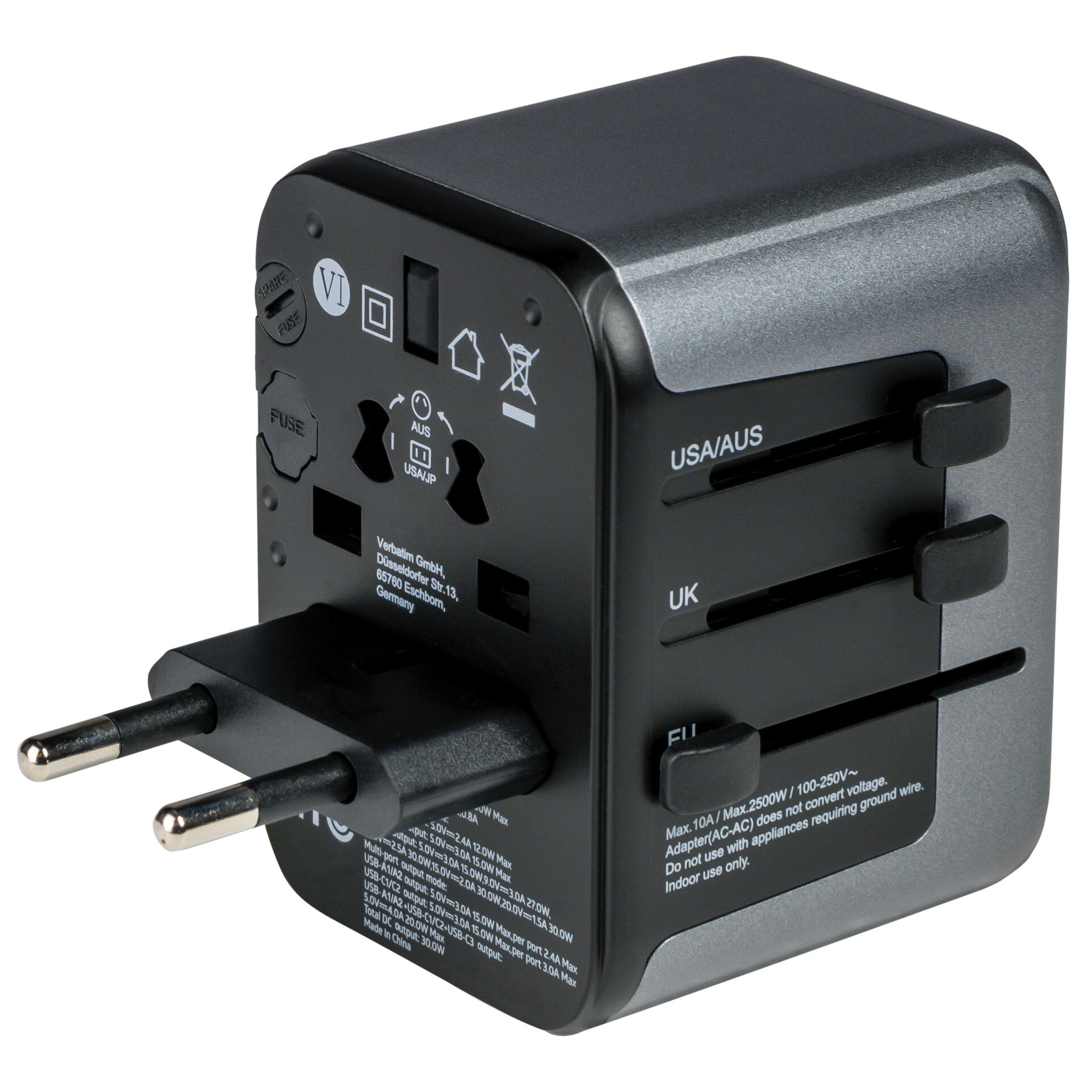Verbatim Uni.Travel Adapt.UTA-03 USB-C 30W 2xUSB-C 2xUSB-A  49545