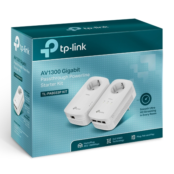 TP-LINK TL-PA8033P KIT PowerLine Netzwerkadapter 1300 Mbit/s Eingebauter Ethernet-Anschluss Weiß