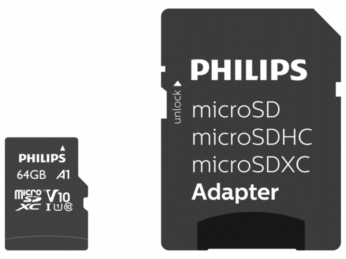 Philips MicroSDXC Card      64GB Class 10 UHS-I U1 incl. Adapter