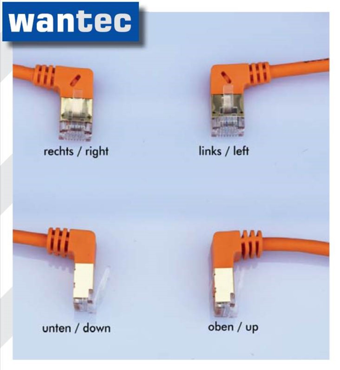 wantecWire Patchkabel CAT7 gewinkelt -90°oben- SSTP grau 3,0m