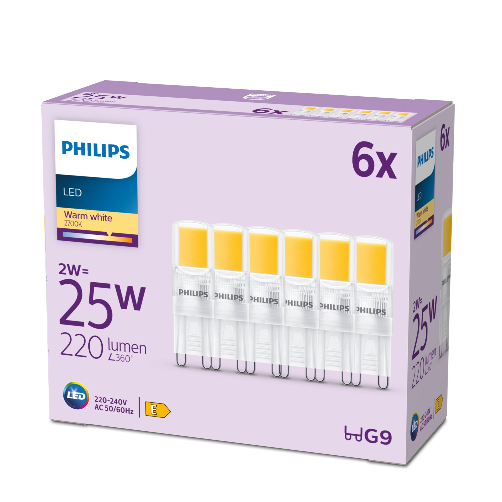 Philips LED Standard Brenner 25W G9 Warmweiß non-dim 6er P