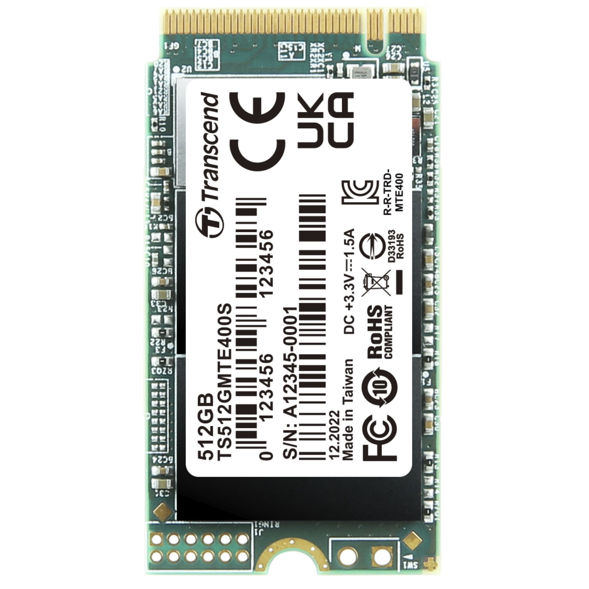 Transcend SSD MTE400S      512GB NVMe PCIe Gen3x4 3D