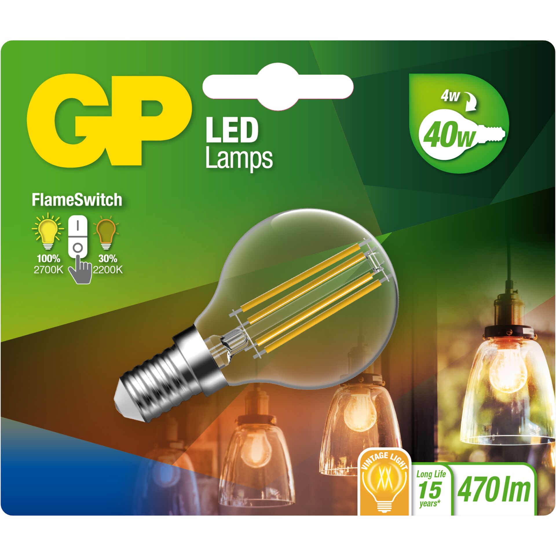 GP Lighting LED FlameSwitch E14 4W (40W) 470 lm        GP 085379 505451_00