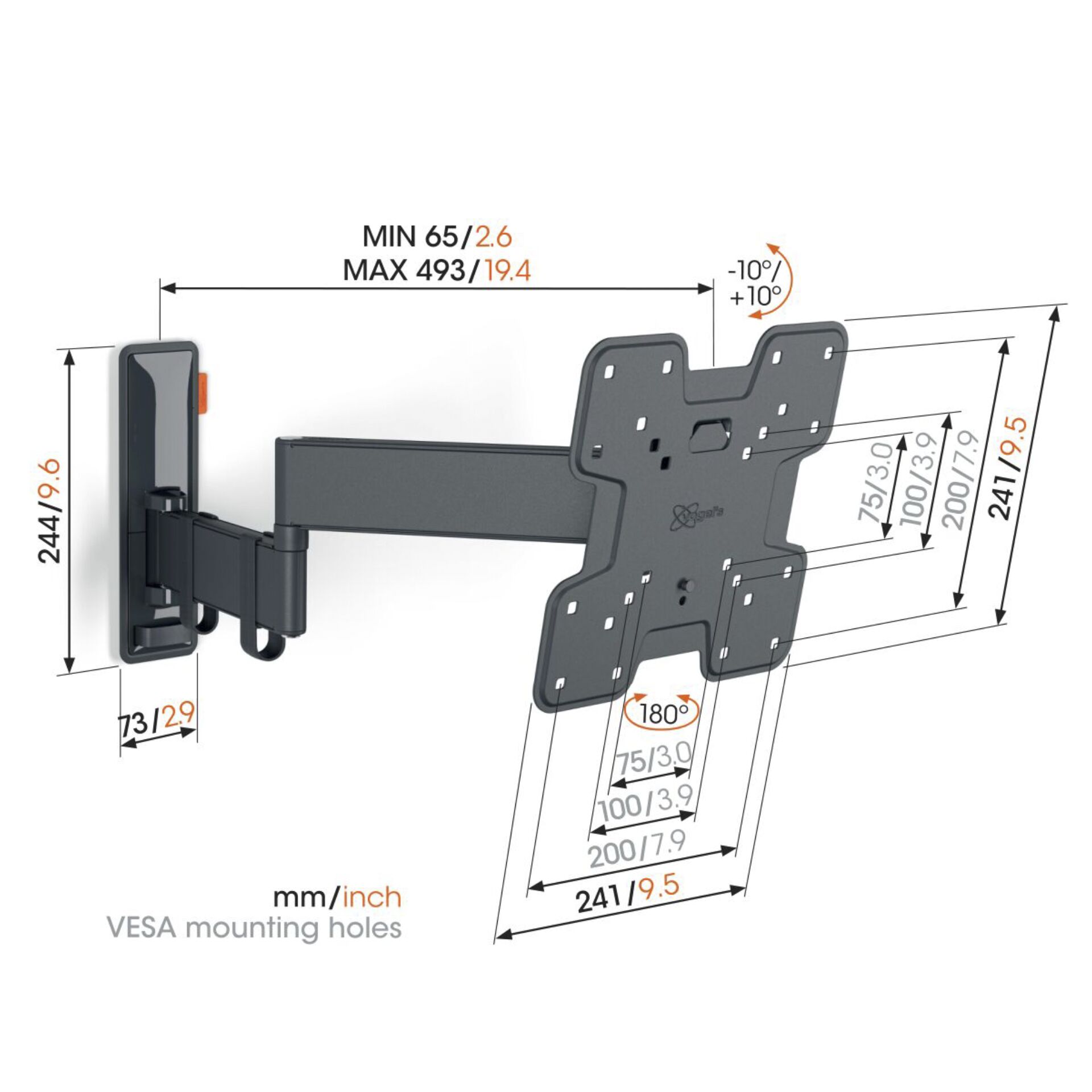 Vogels COMFORT TVM 3245 schwarz Full Motion+Small Wandhalterung 701045_03