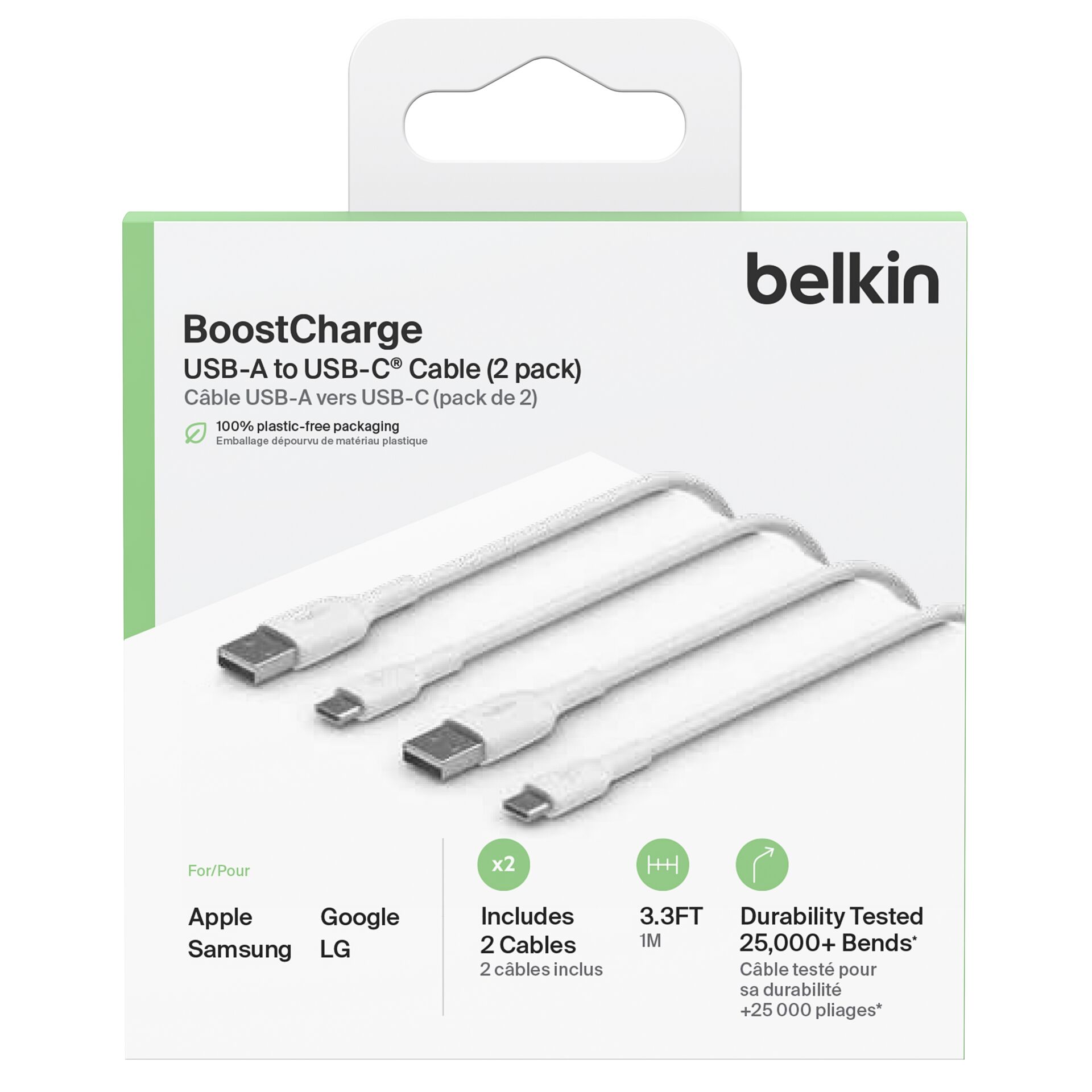 1x2 Belkin USB-C/USB-A PVC Kabel 1m, Doppelp.weiß CAB001bt1MWH2PK 817714_02