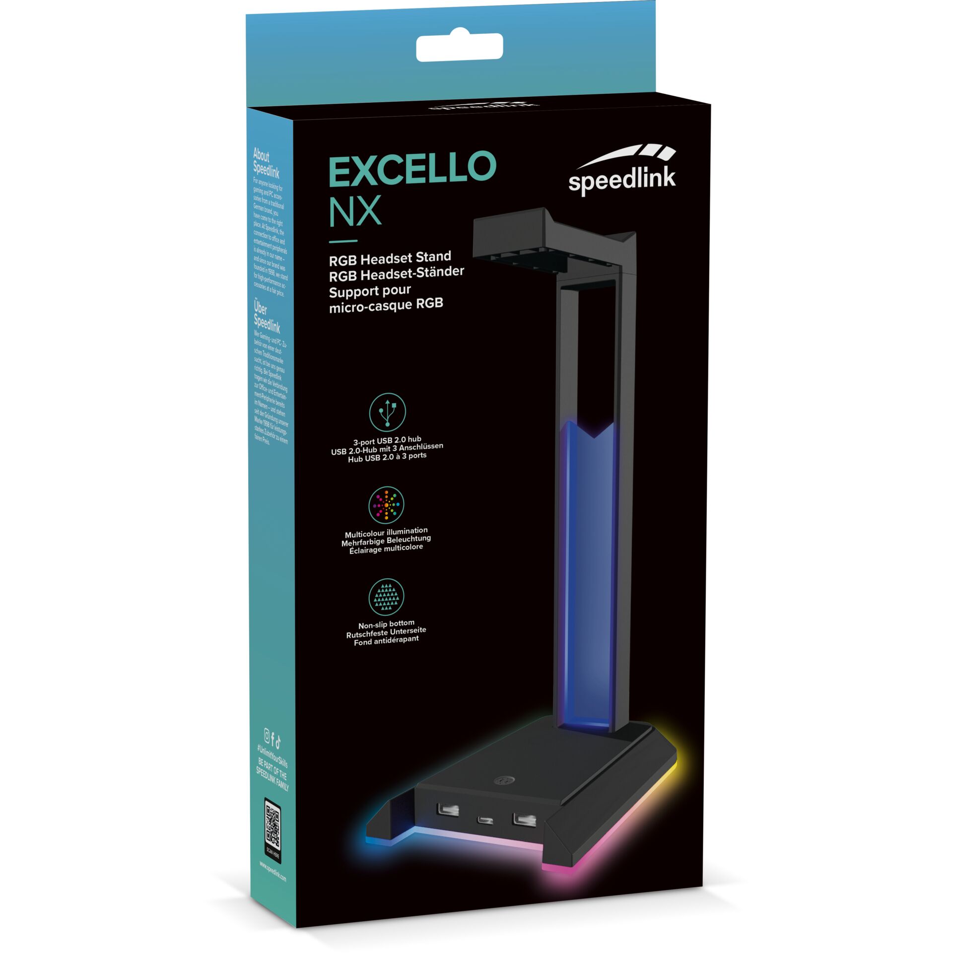 Speedlink EXCELLO NX RGB Headset Stand, USB 2.0 Hub, black 223297_04