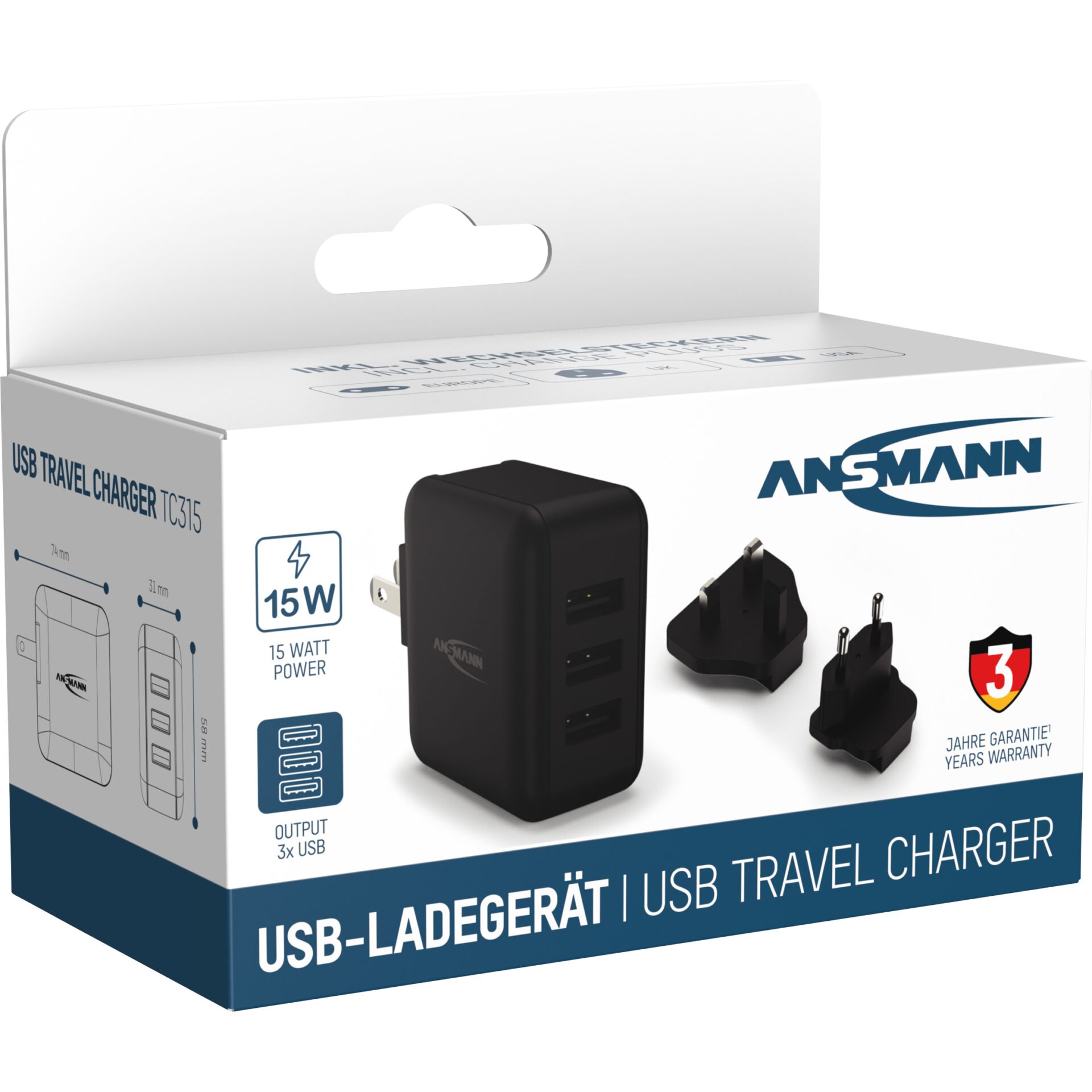 Ansmann Travel Charger TC315 2 USB-Ports 15W        1001-0139