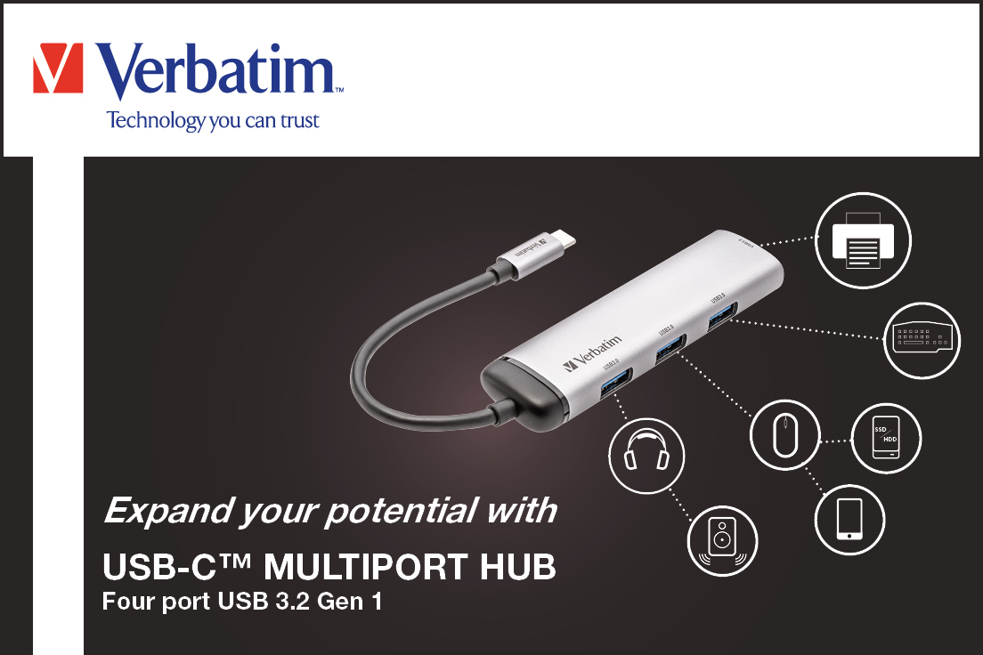 Verbatim USB-C Multiport-Hub 4-Port USB 3.2 Gen 1