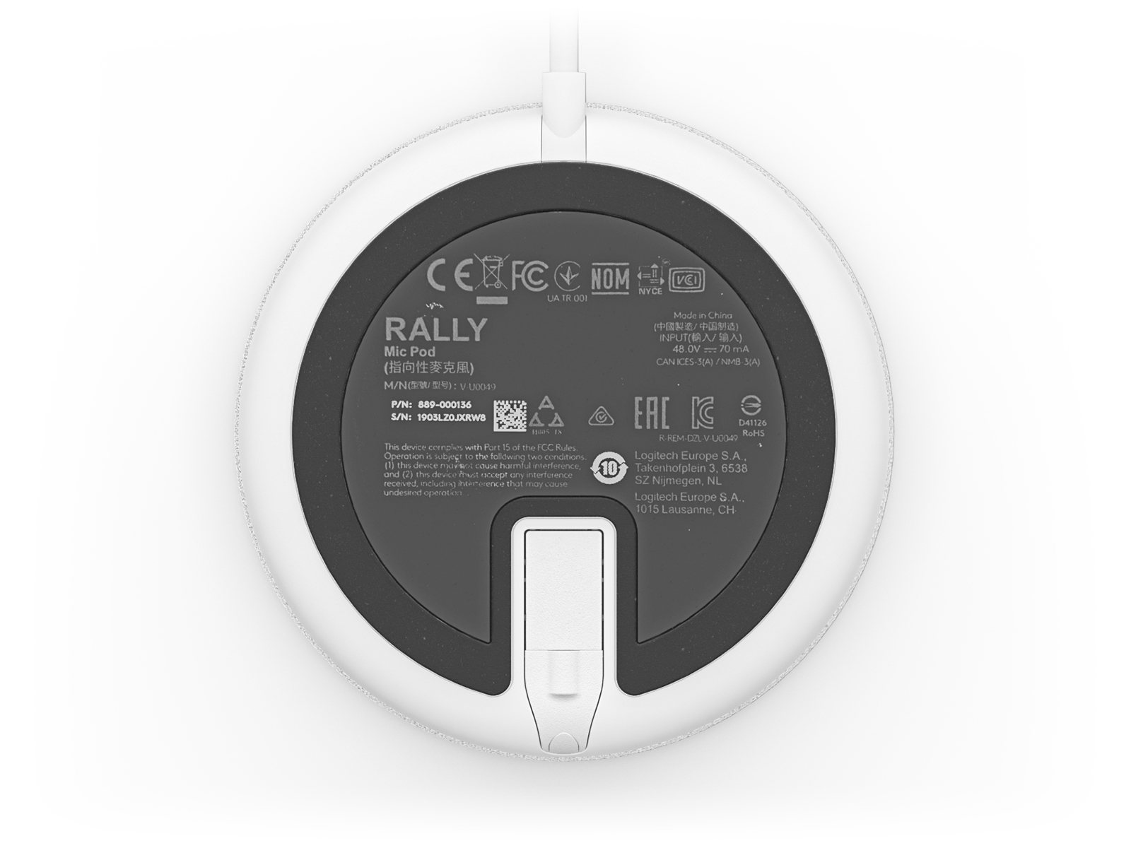 Logitech Rally Mic Pod - Mikrofon - weiß 88556971_0083847216