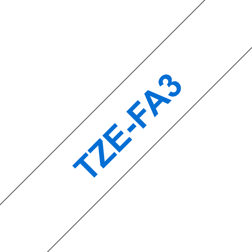 Schriftband TZe-FA3 (Textil, nicht lam.) Blau auf Weiß 12mmx3m – Ansicht 1