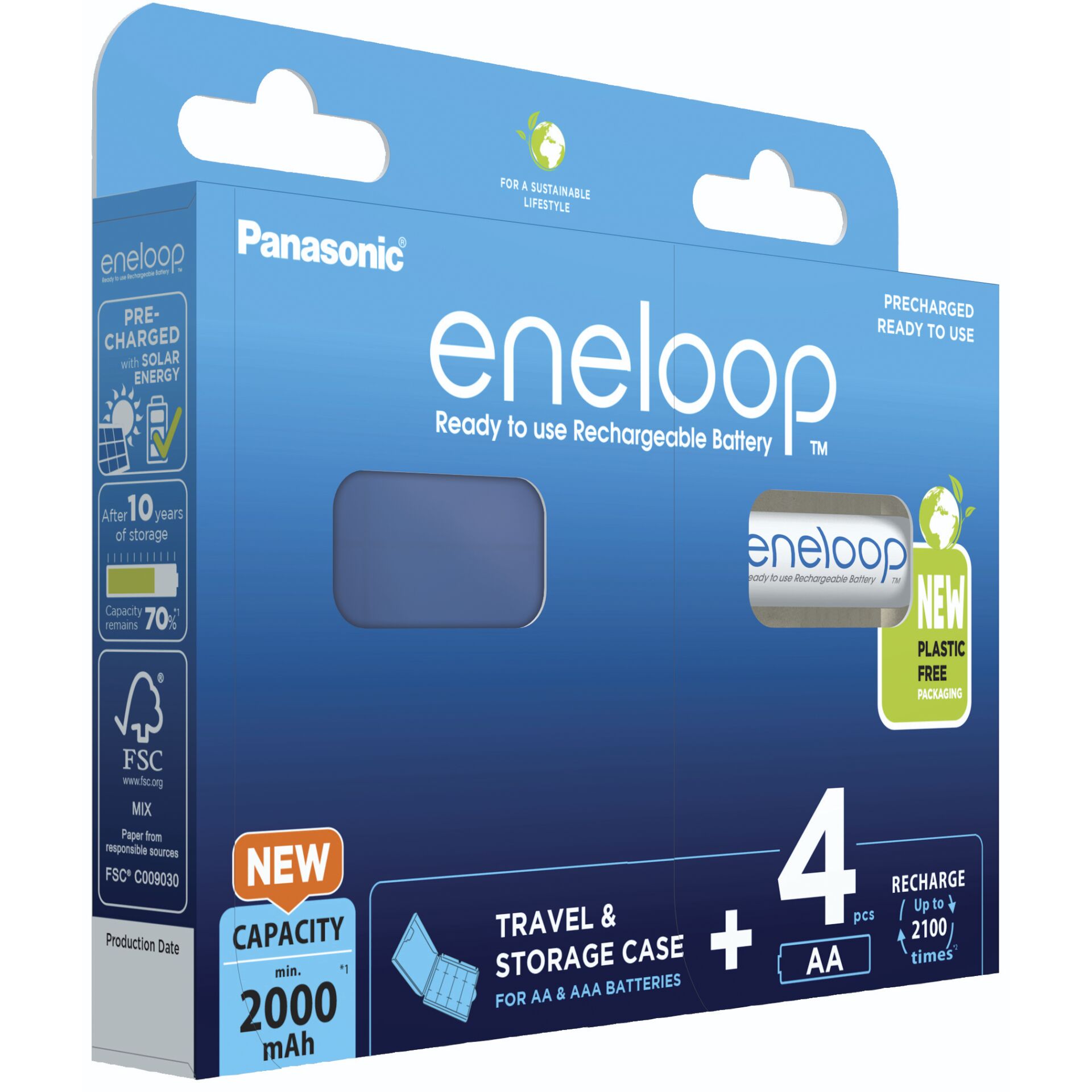 1x4 Panasonic Eneloop Mignon AA 2000mAh + Akkubox   BK-3MCDEC4BE