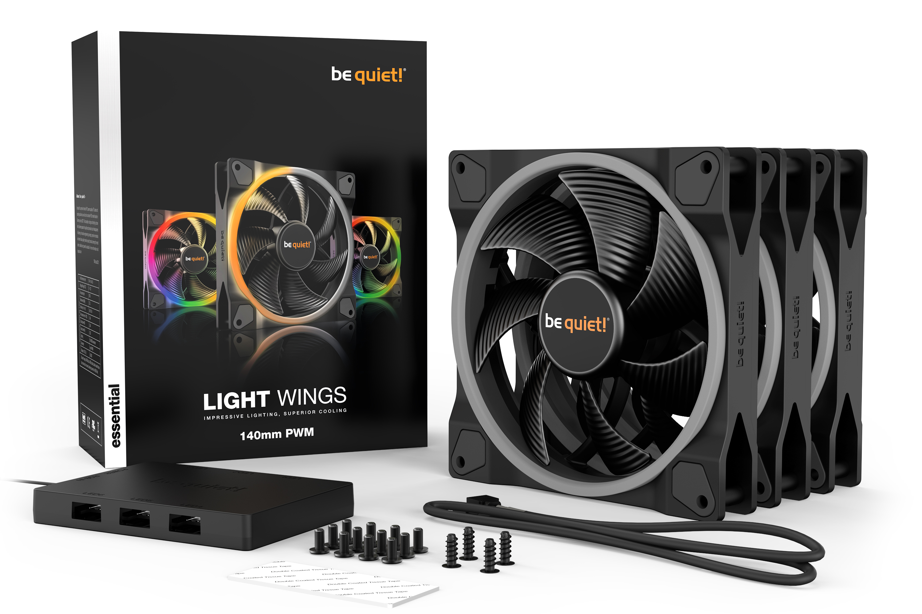 be quiet! Light Wings | 140mm PWM Triple Pack Computergehäuse Ventilator 14 cm Schwarz 1 Stück(e)