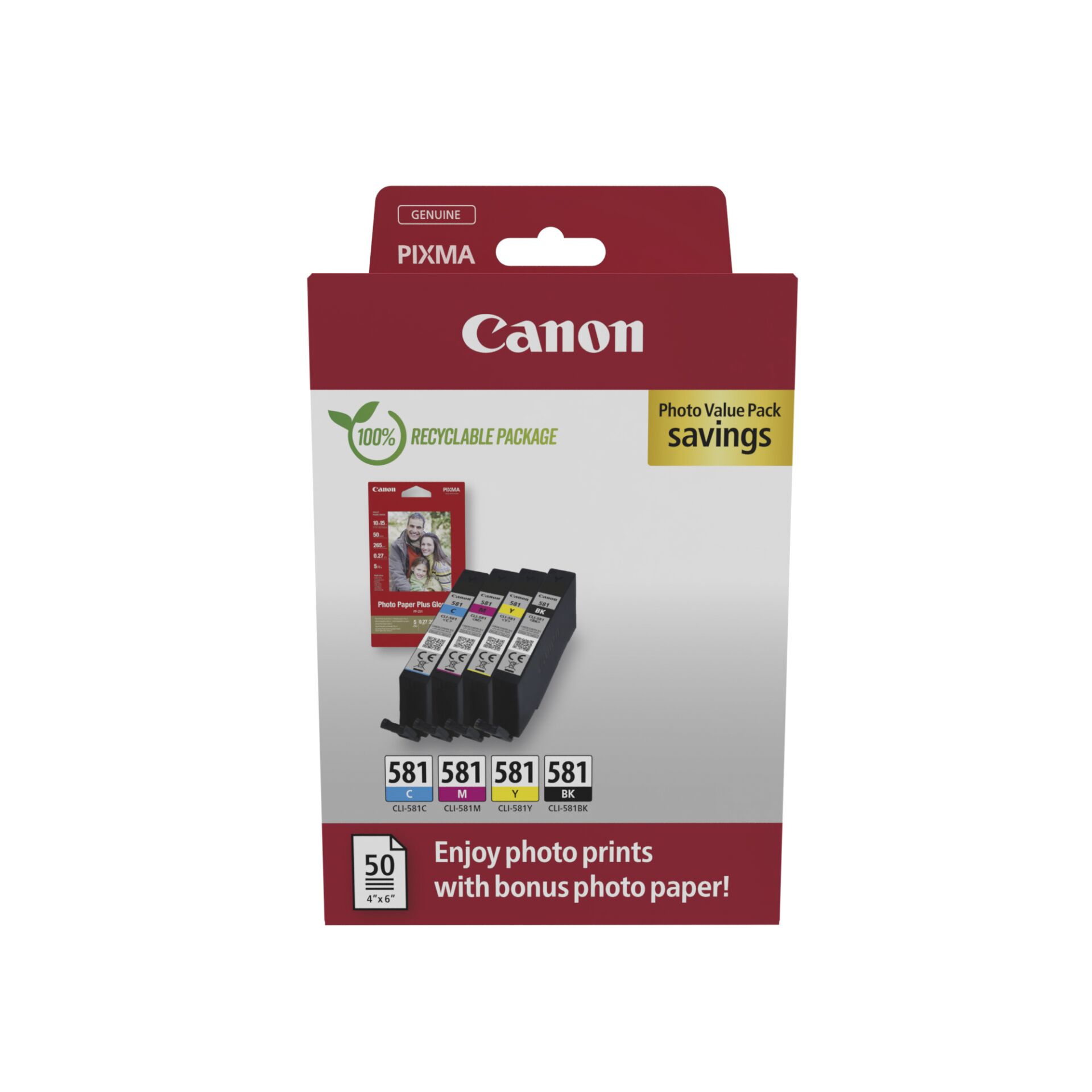 Canon CLI-581 BK/C/M/Y Photo Value Pack 829670_00