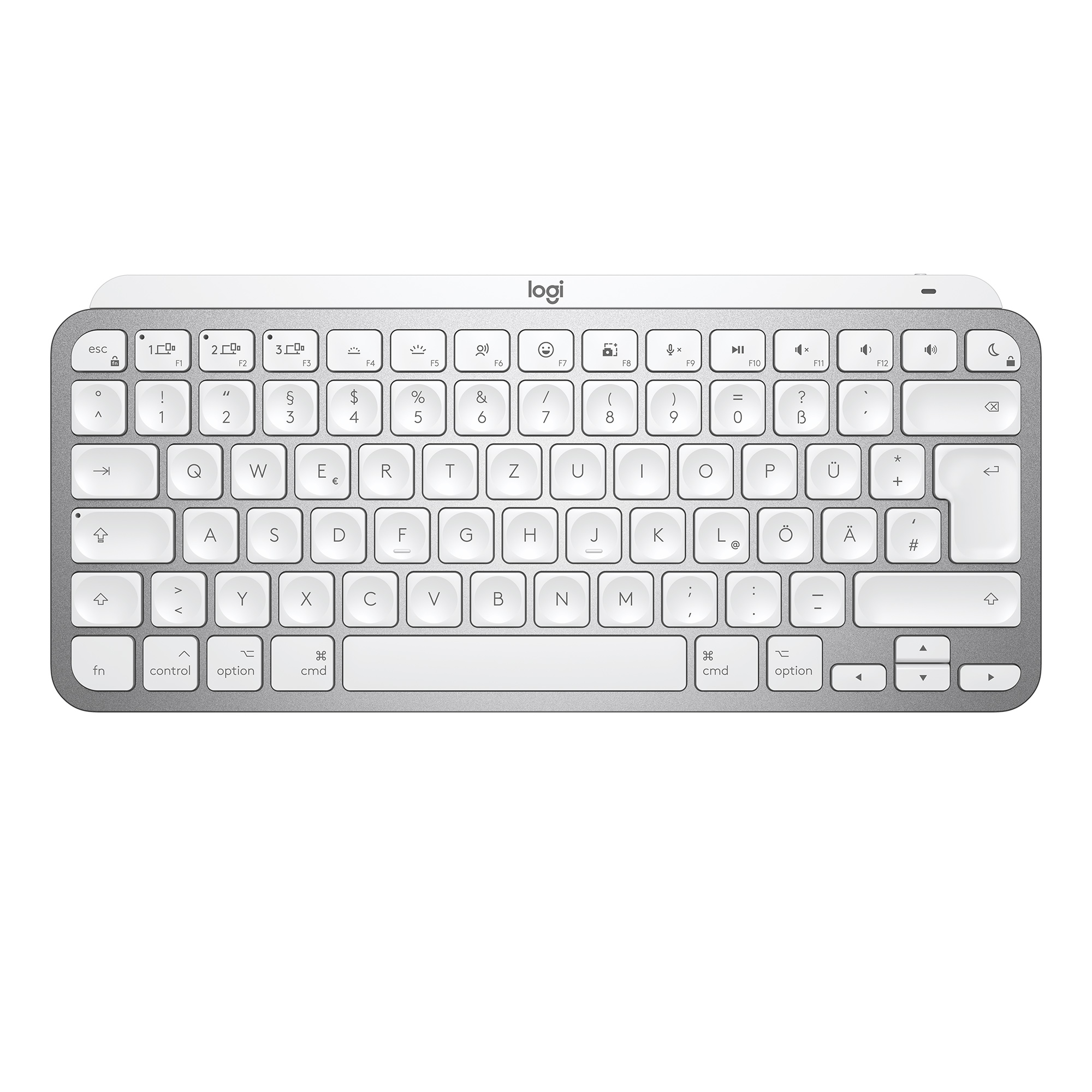 Logitech MX Keys Mini for Mac Tastatur RF Wireless + Bluetooth QWERTZ Deutsch Silber, Weiß