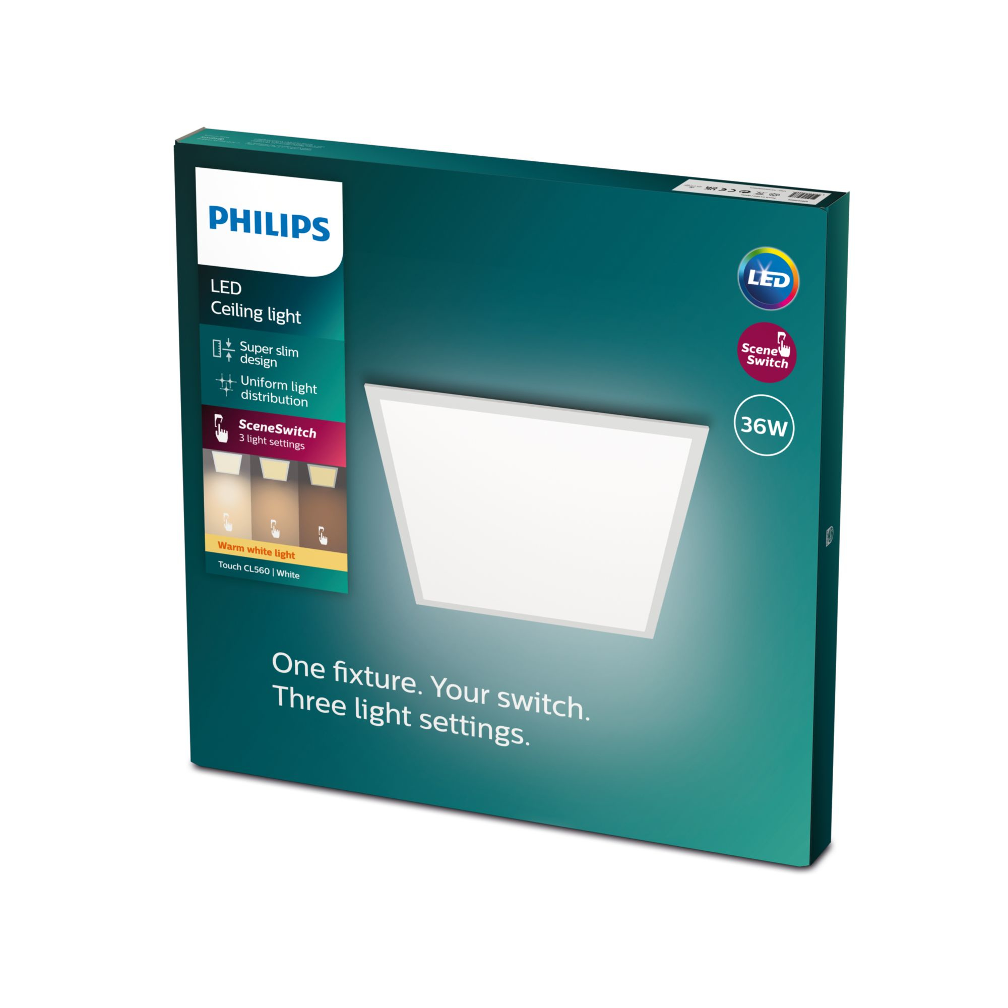 Philips Touch Deckenleuchte quadratisch 36W 2700K weiß 91818620_3492368679