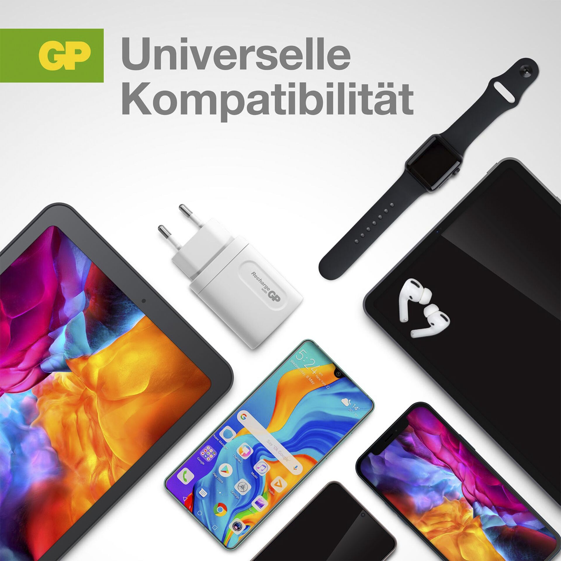 GP 20W USB-A & USB-C Ladestecker inkl. Adapter für EU,CN und UK