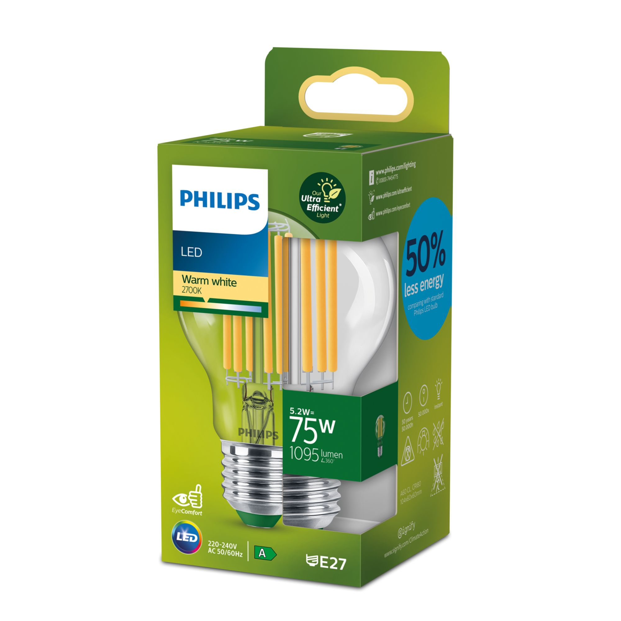 Philips Classic LED-A-Label Lampe 75W E27 klar warmws non-dim 170630a68b8042d58af195f38d533dde