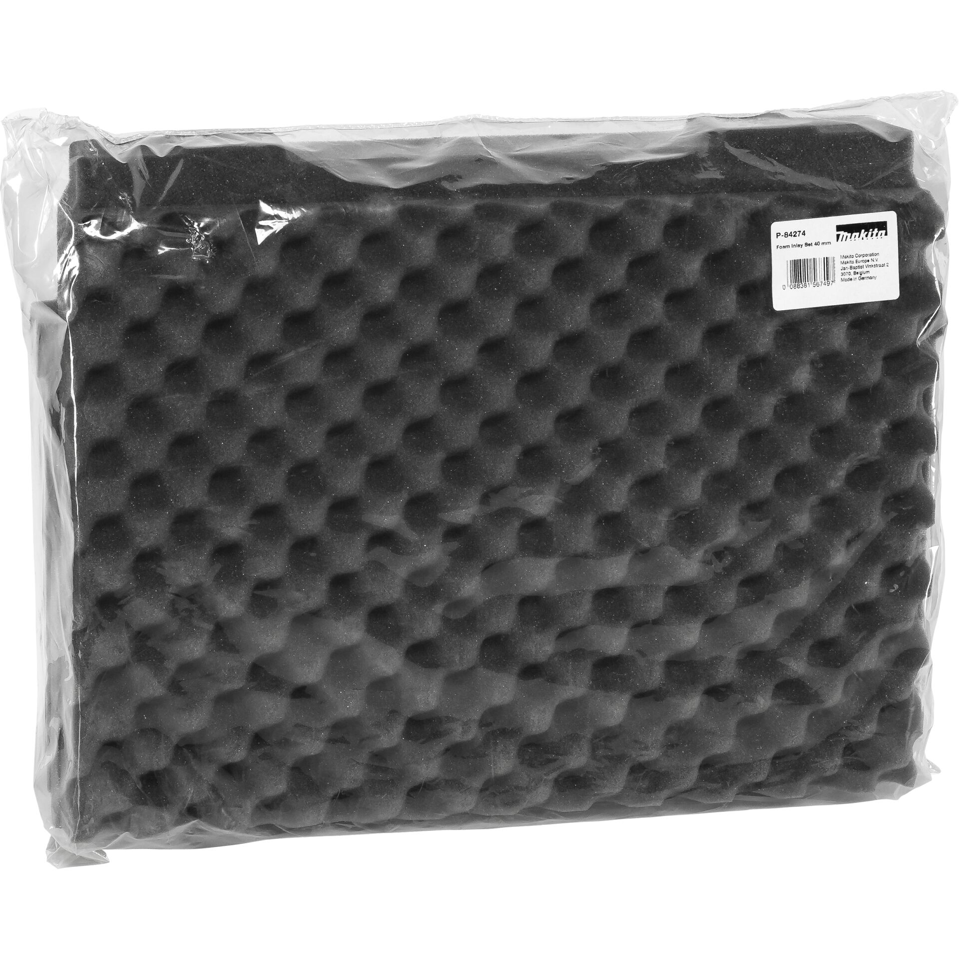 Schwarzer Schaumstoff für Transportkoffer Welliger, schwarzer Schaumstoff verpackt in transparenter Kunststofffolie