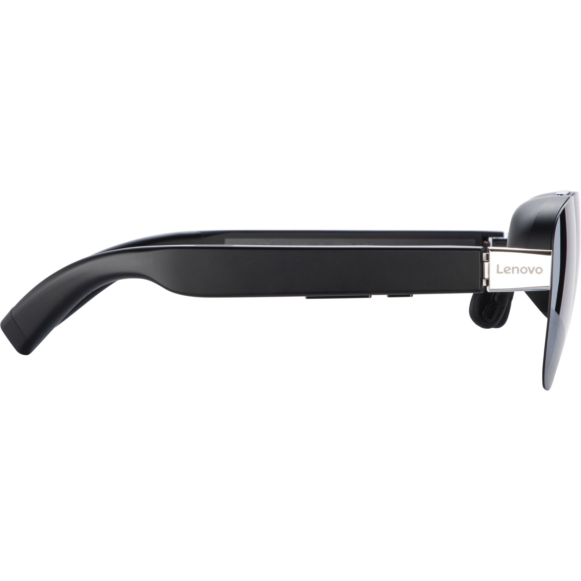 Schwarze Lenovo Smart-Brille in der Seitenansicht