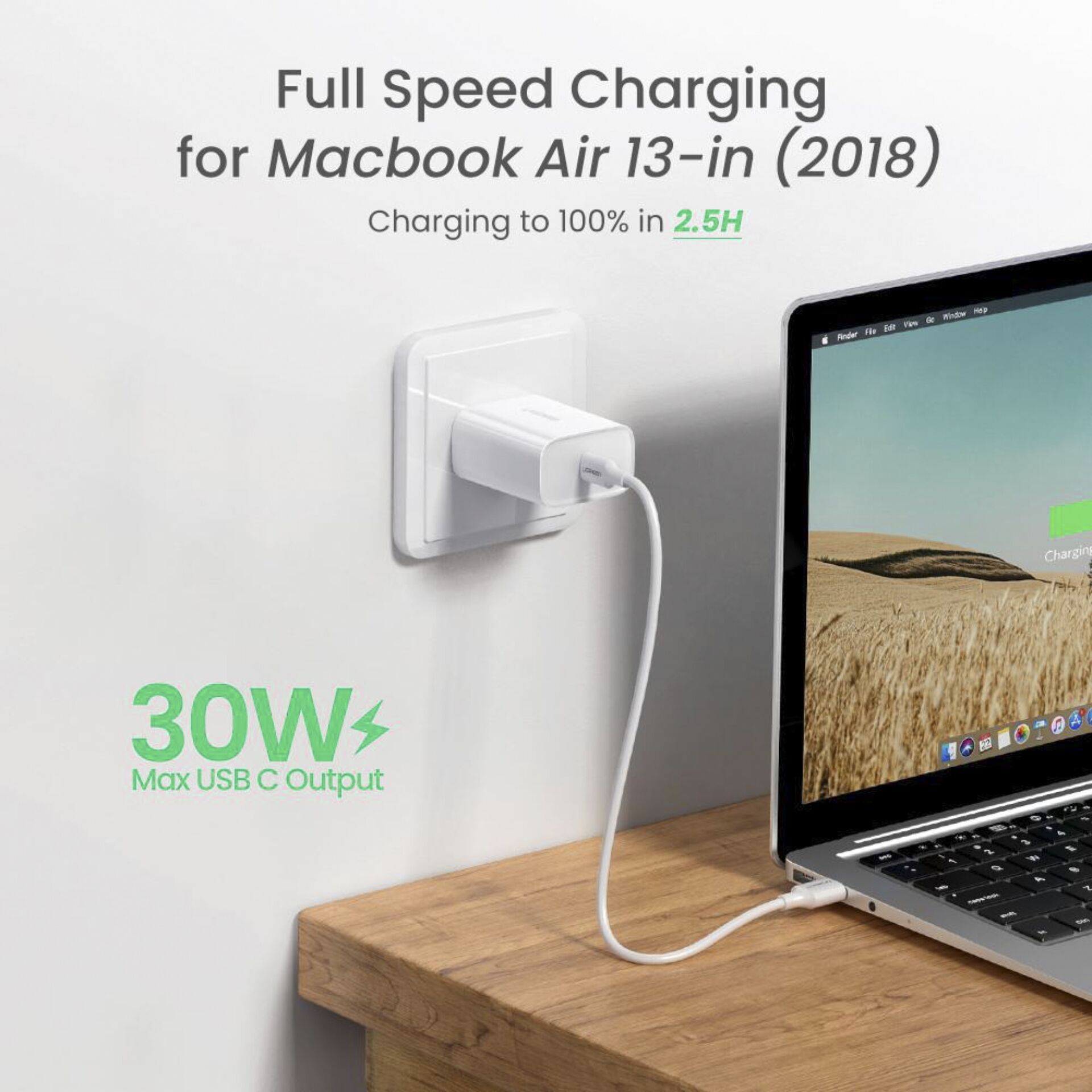 UGREEN USB-C 30W PD Wall Charger EU White 730389_01