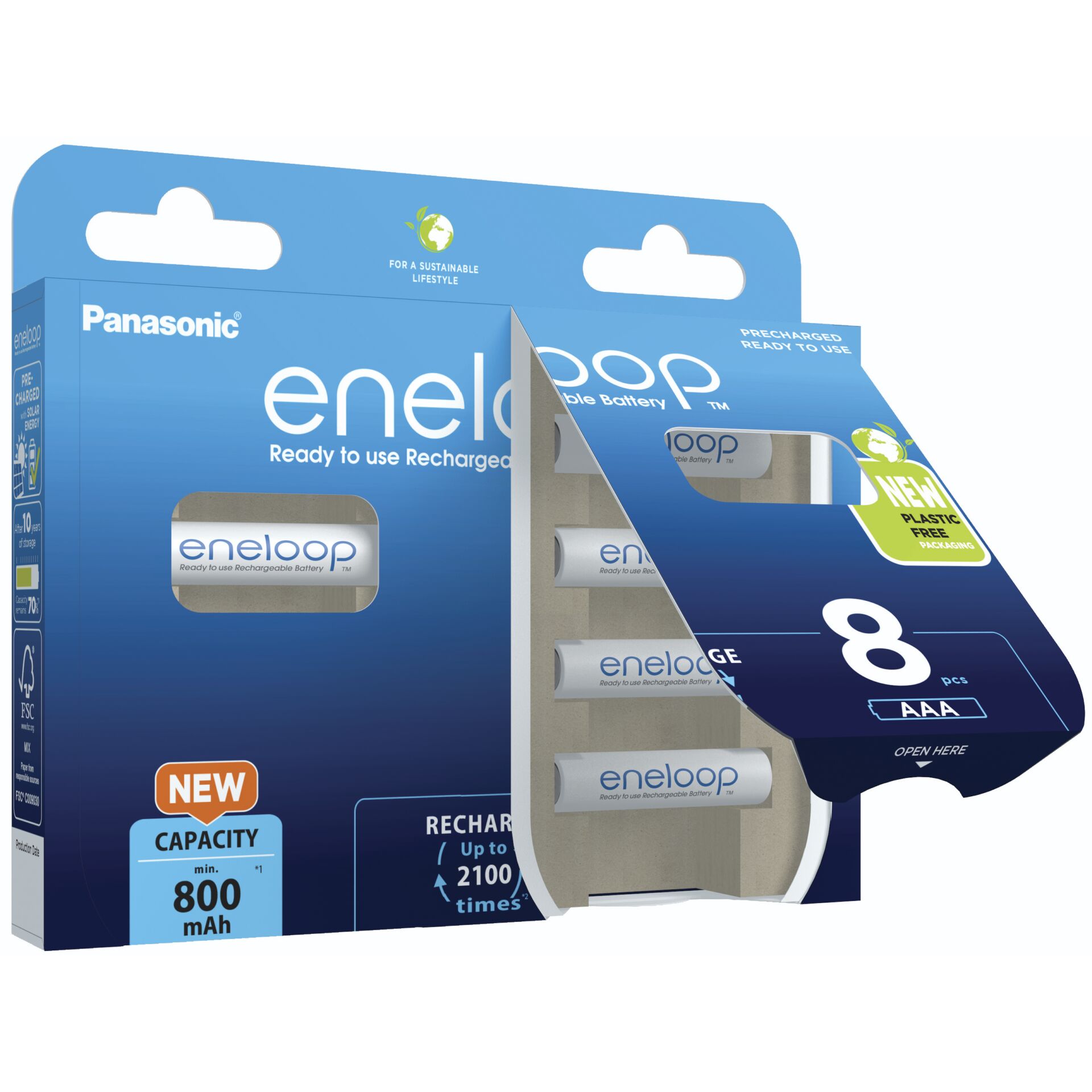 1x8 Panasonic Eneloop Micro AAA 800mAh Ni-MH        BK-4MCDE/8BE