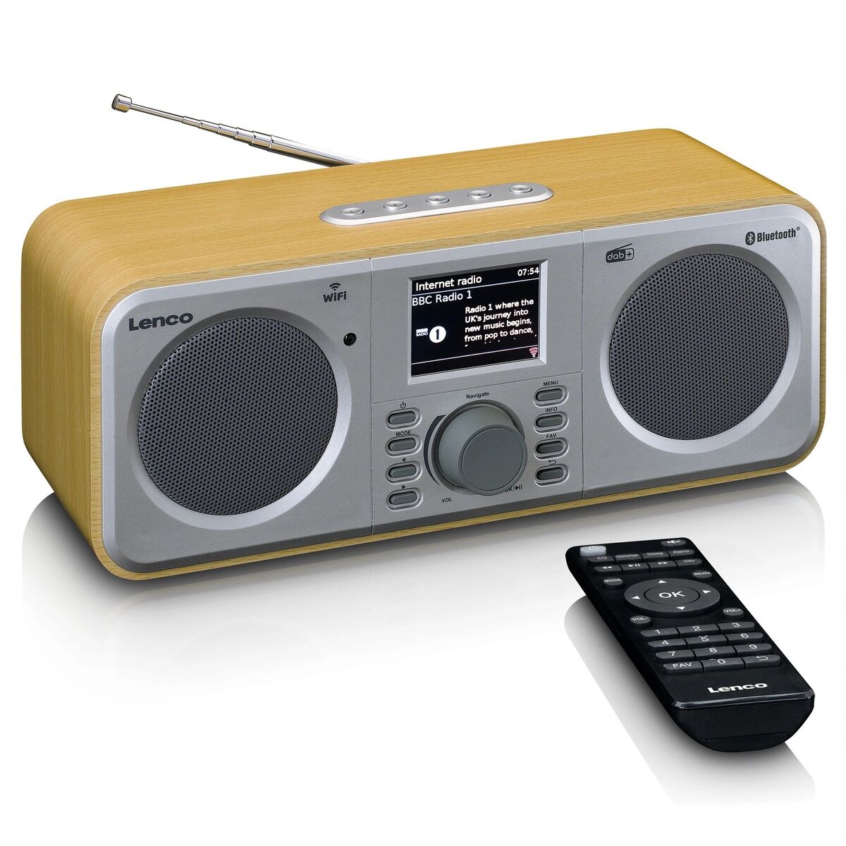 Lenco DIR-141WD Stereo internet Radio mit DAB+, FM -Holz-