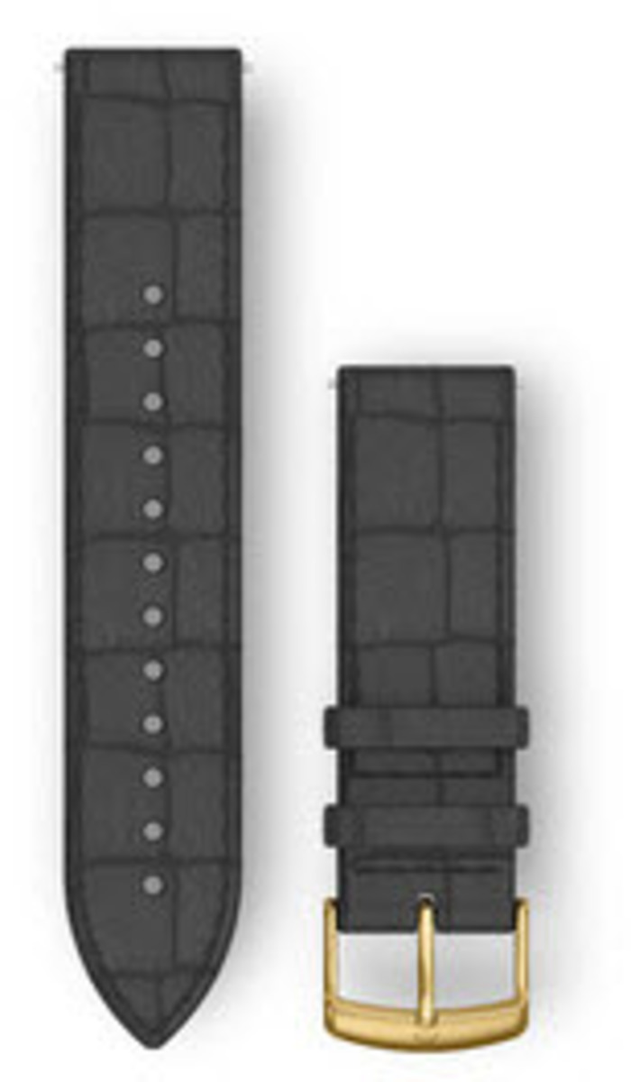 Garmin Ersatzarmband Leder 20mm Schwarz mit Kroko-Prägung