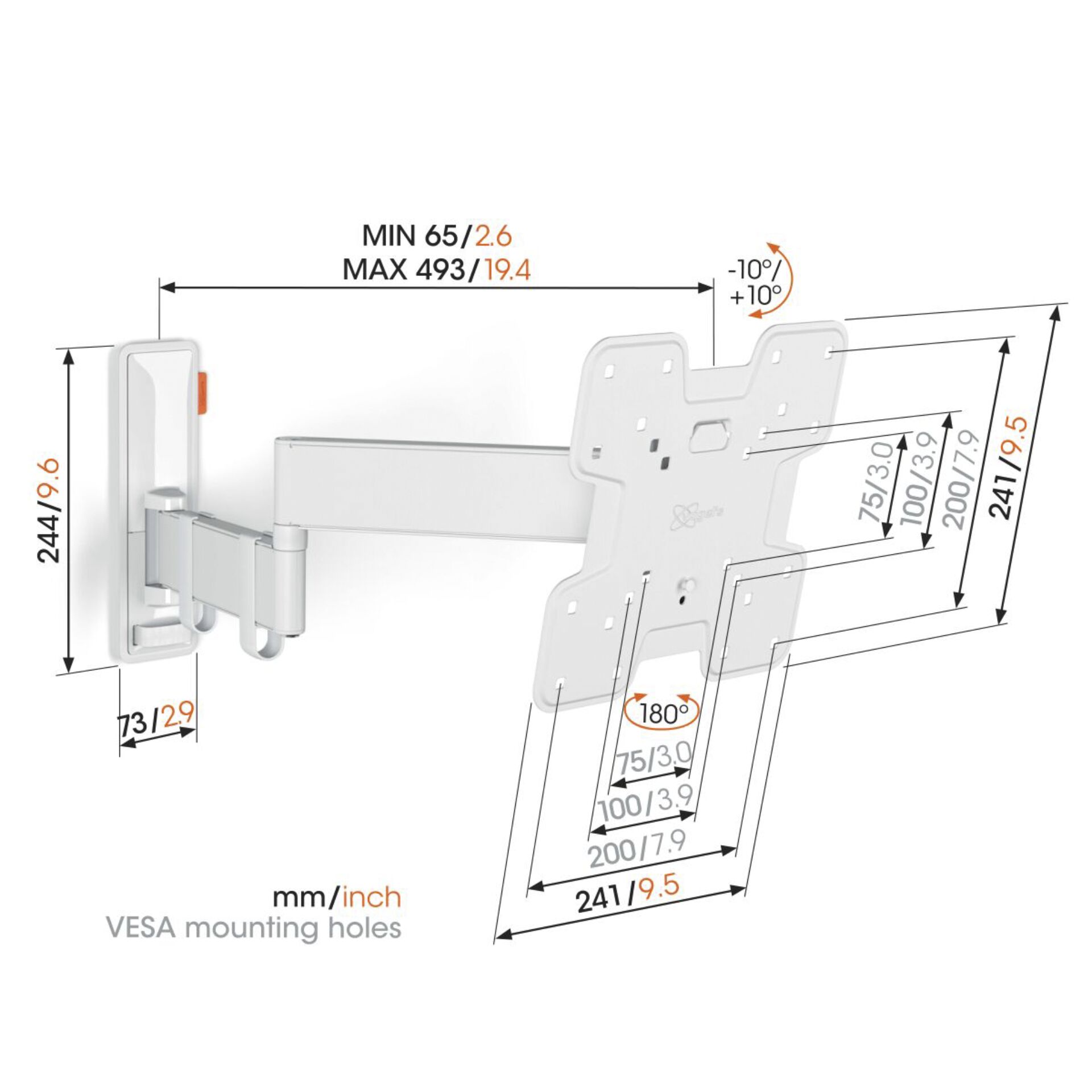 Vogels COMFORT TVM 3245 weiß Full Motion+ Small Wandhalterung 701052_06